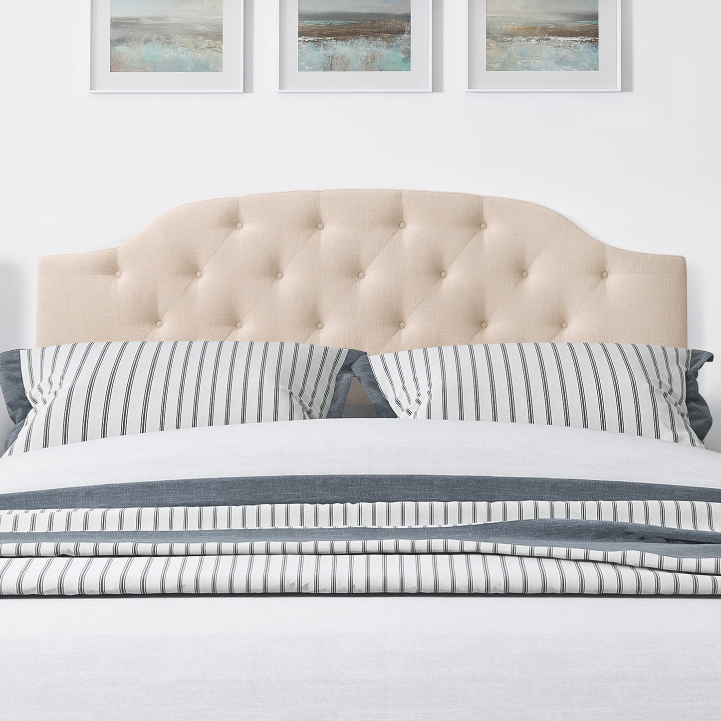 cream Diamond Tufted Headboard, King Calera Collection lifestyle scene by CorLiving#color_cream