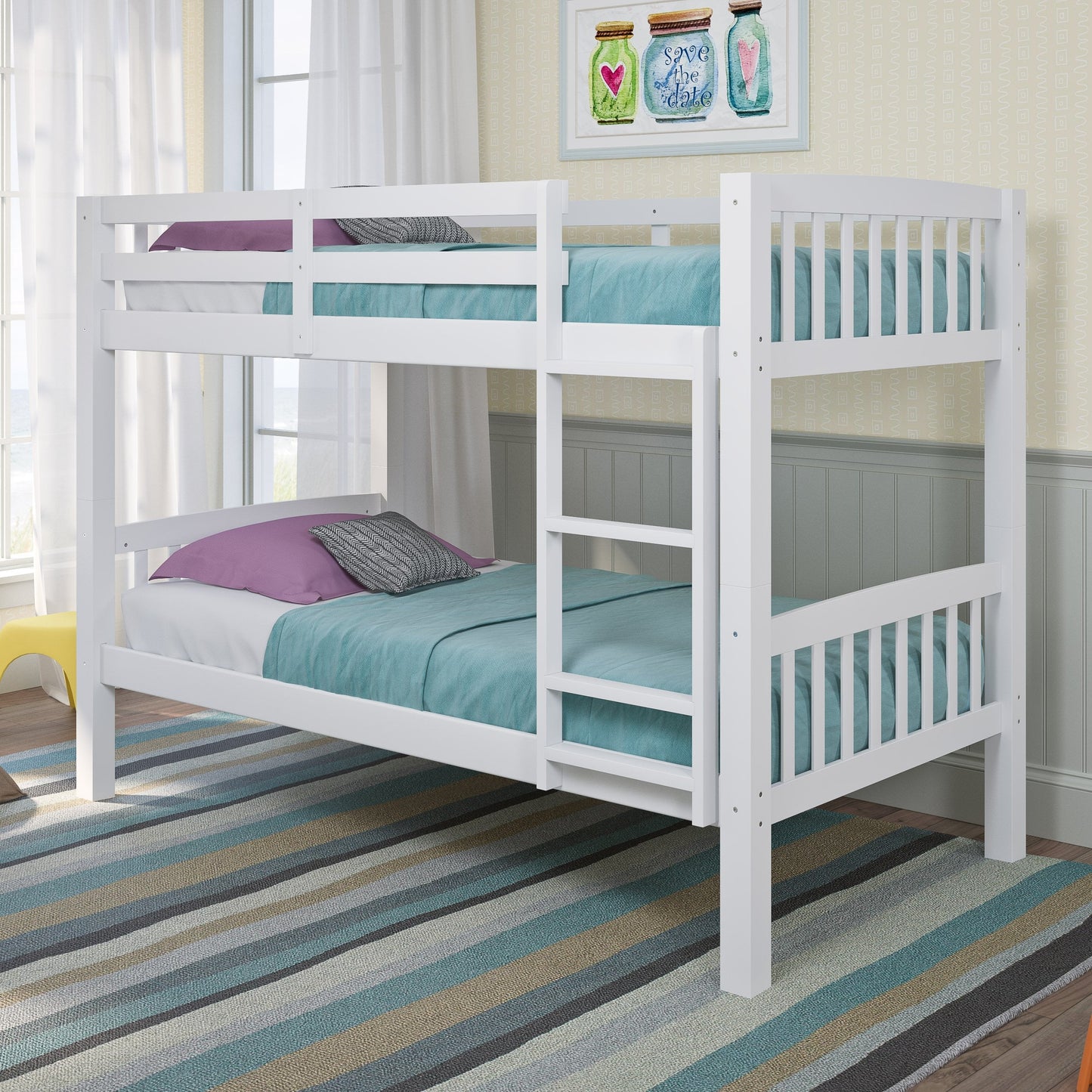 white Wooden Bunk Bed Dakota Collection lifestyle scene by CorLiving#color_white