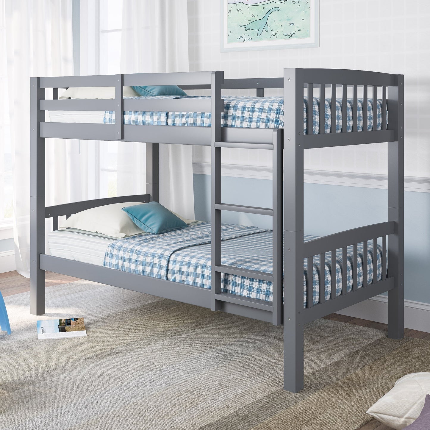 grey Wooden Bunk Bed Dakota Collection lifestyle scene by CorLiving#color_grey