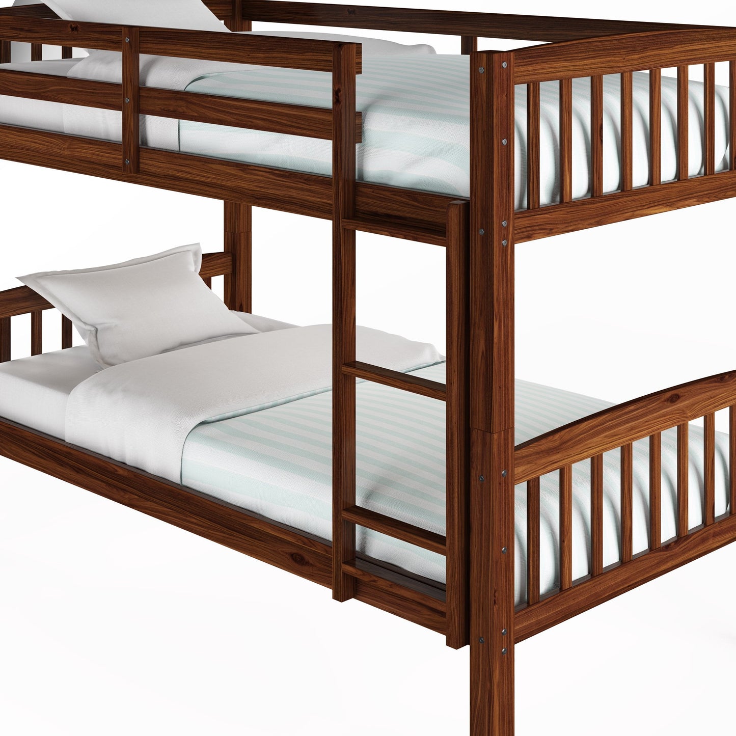 walnut brown Wooden Bunk Bed Dakota Collection detail image by CorLiving#color_walnut-brown
