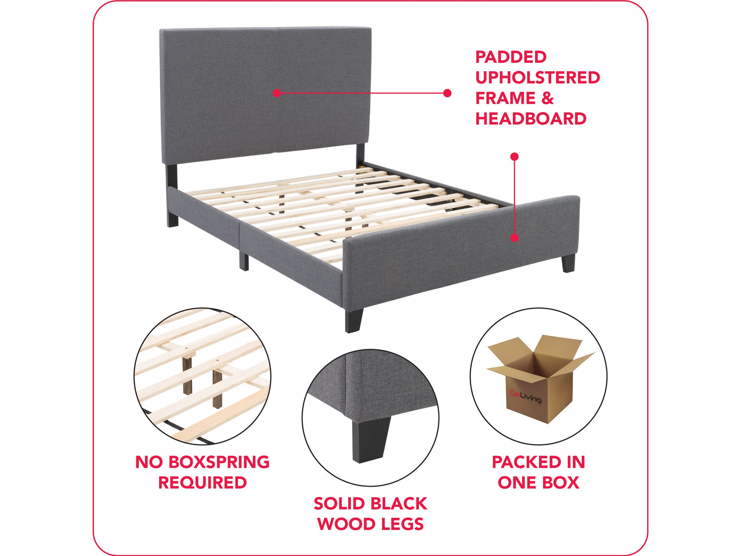 grey Contemporary Double / Full Bed Juniper Collection infographic by CorLiving#color_juniper-grey