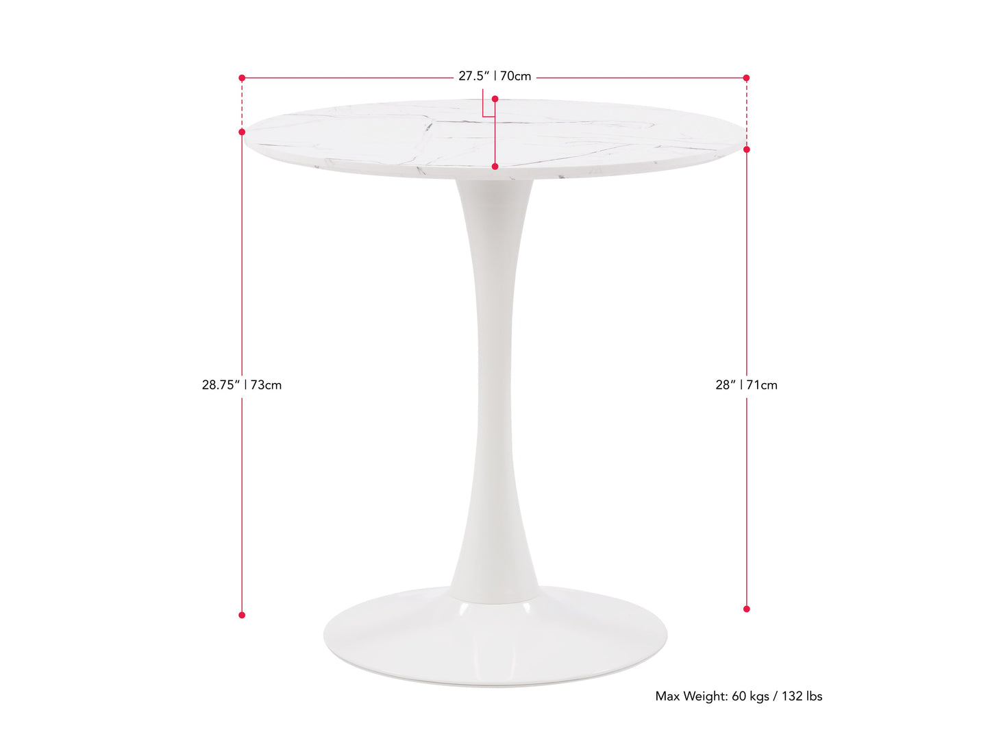 grey 3 Piece Bistro Dining Set Ivo Collection measurements diagram by CorLiving#color_ivo-light-grey