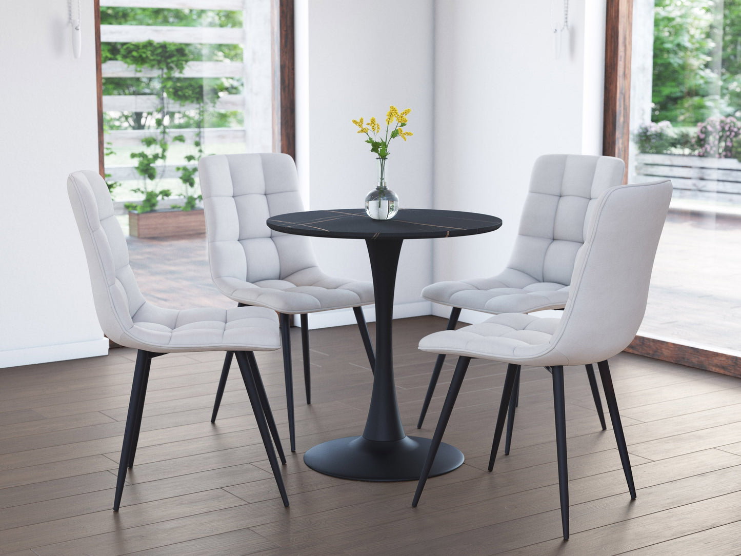 black marble Round Bistro Table 28" Ivo Collection lifestyle scene by CorLiving#color_ivo-black-marble