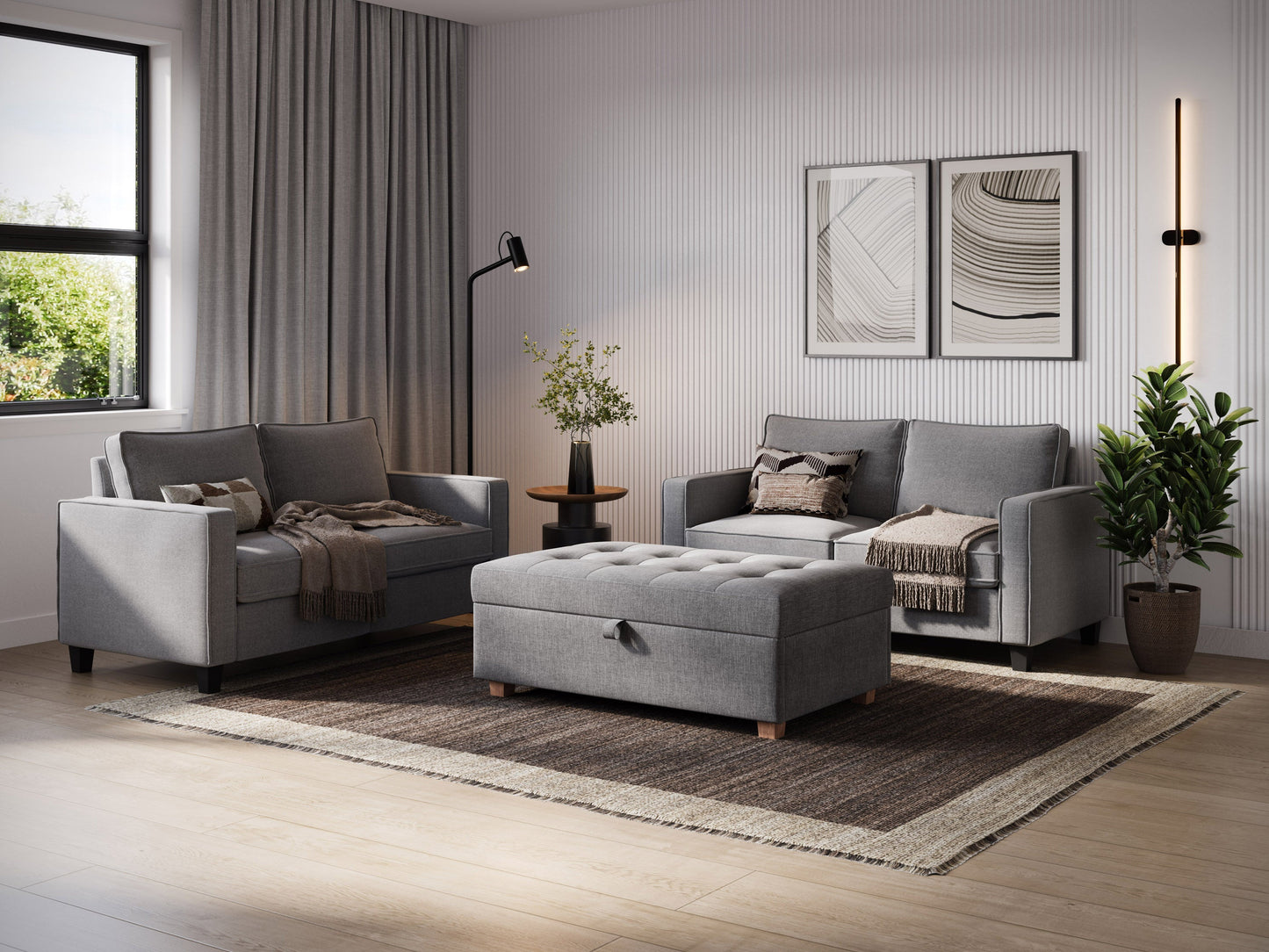 grey Large Storage Ottoman Collection lifestyle scene by CorLiving#color_aubin-light-grey