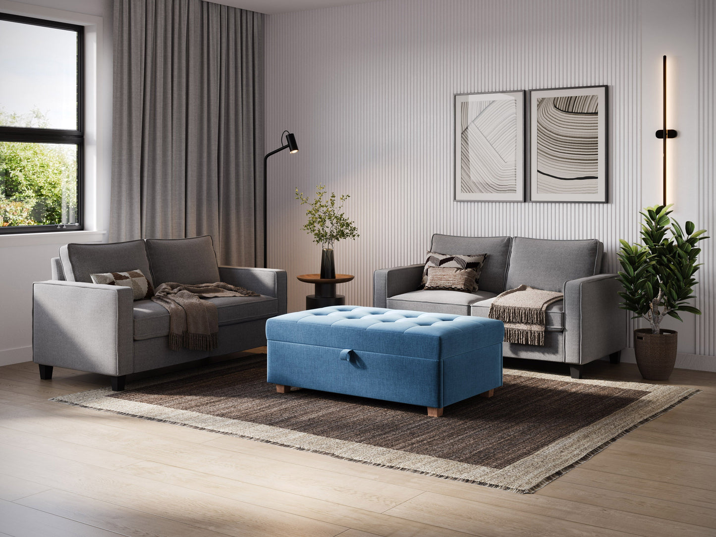 blue Large Storage Ottoman Collection lifestyle scene by CorLiving#color_aubin-prussian-blue