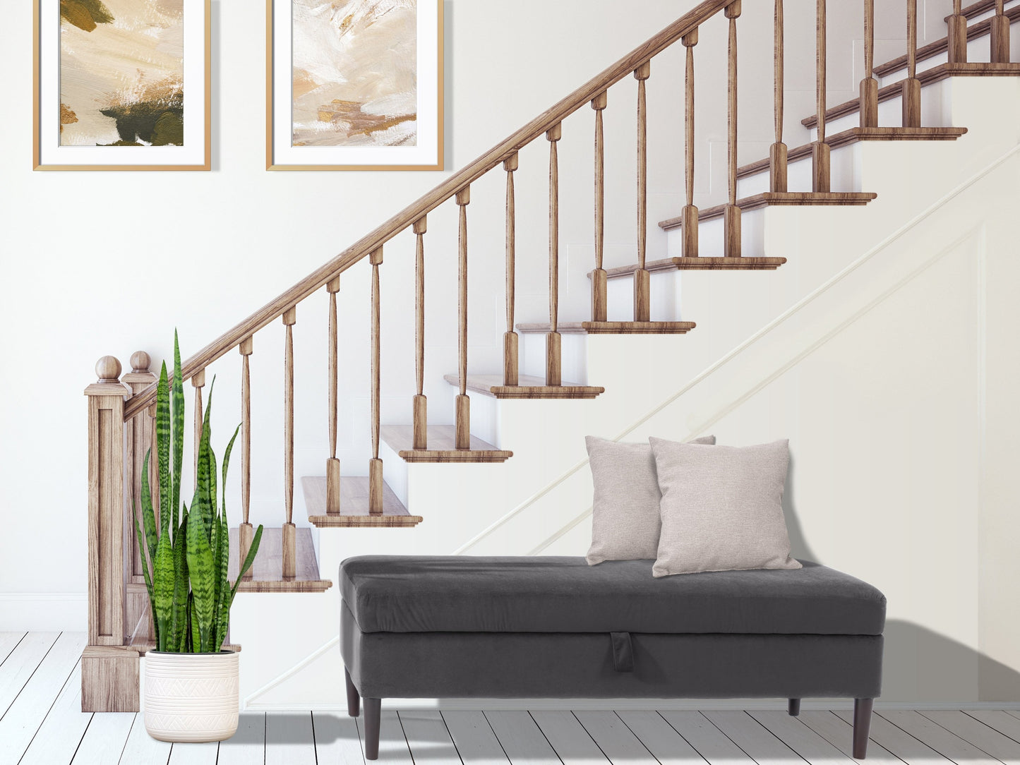 dark grey Velvet Storage Bench Perry Collection lifestyle scene by CorLiving#color_perry-dark-grey