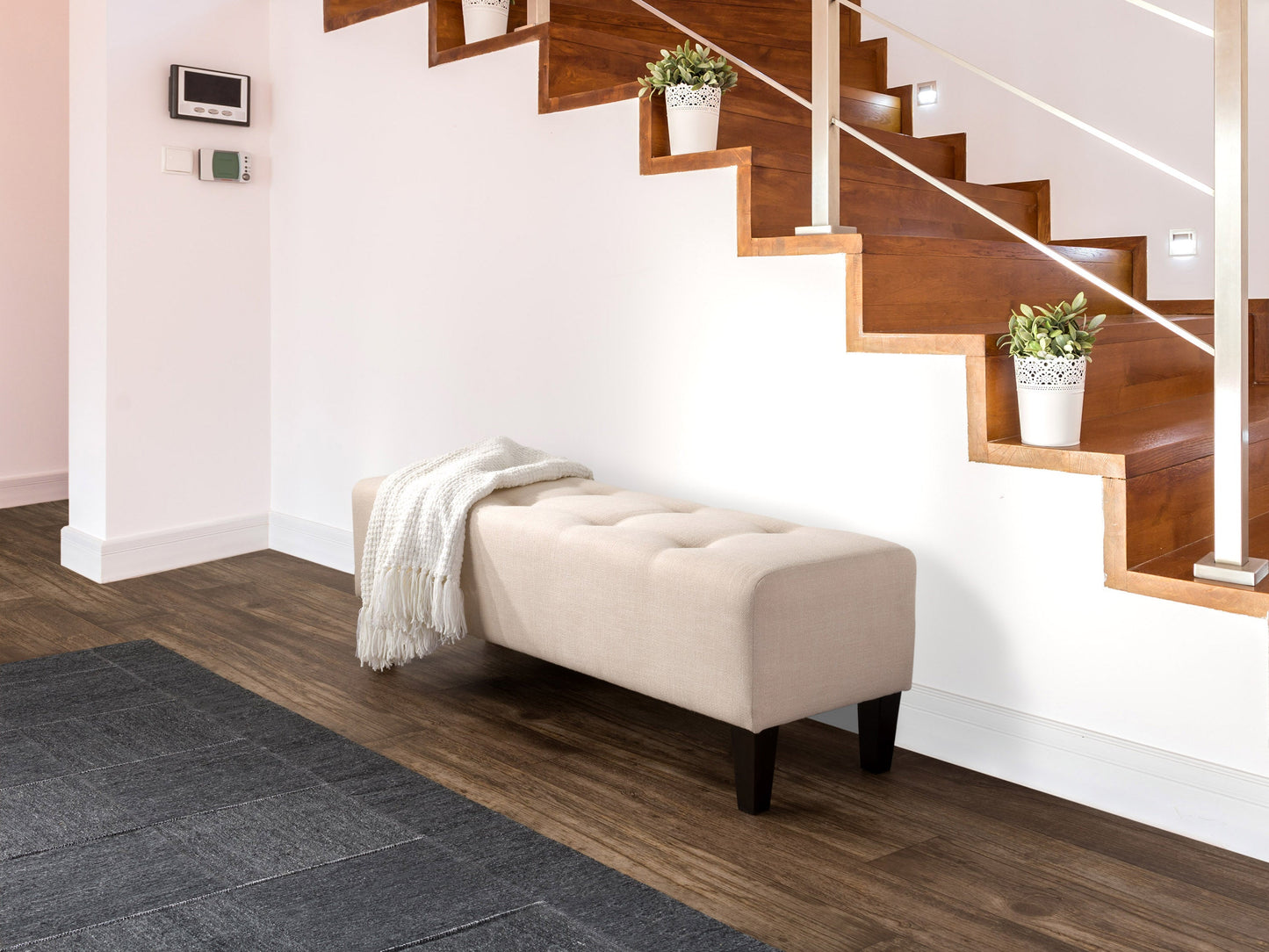 cream Accent Bench Raya Collection lifestyle scene by CorLiving#color_raya-cream