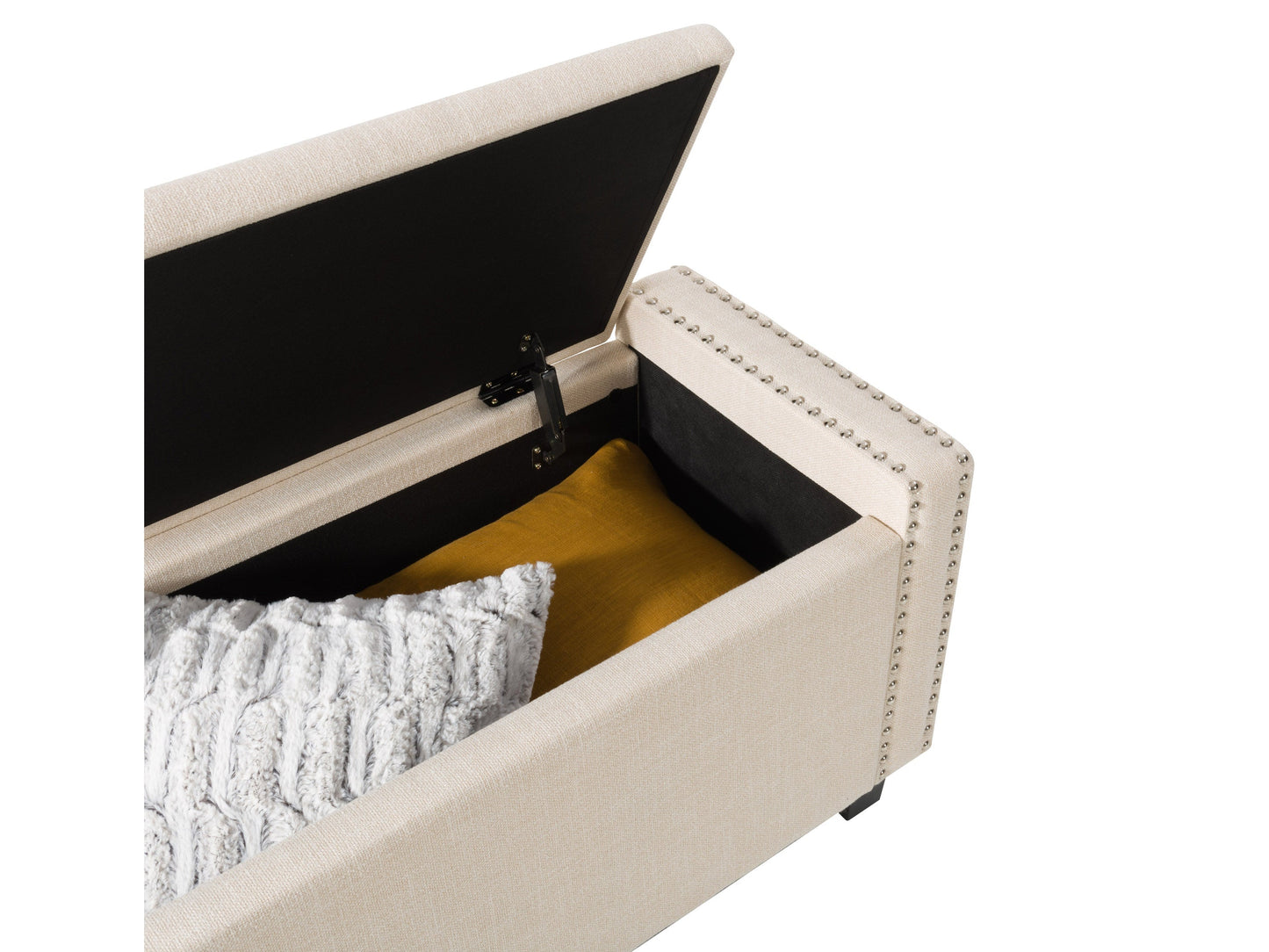 beige End of Bed Storage Bench Luna Collection detail image by CorLiving#color_luna-beige