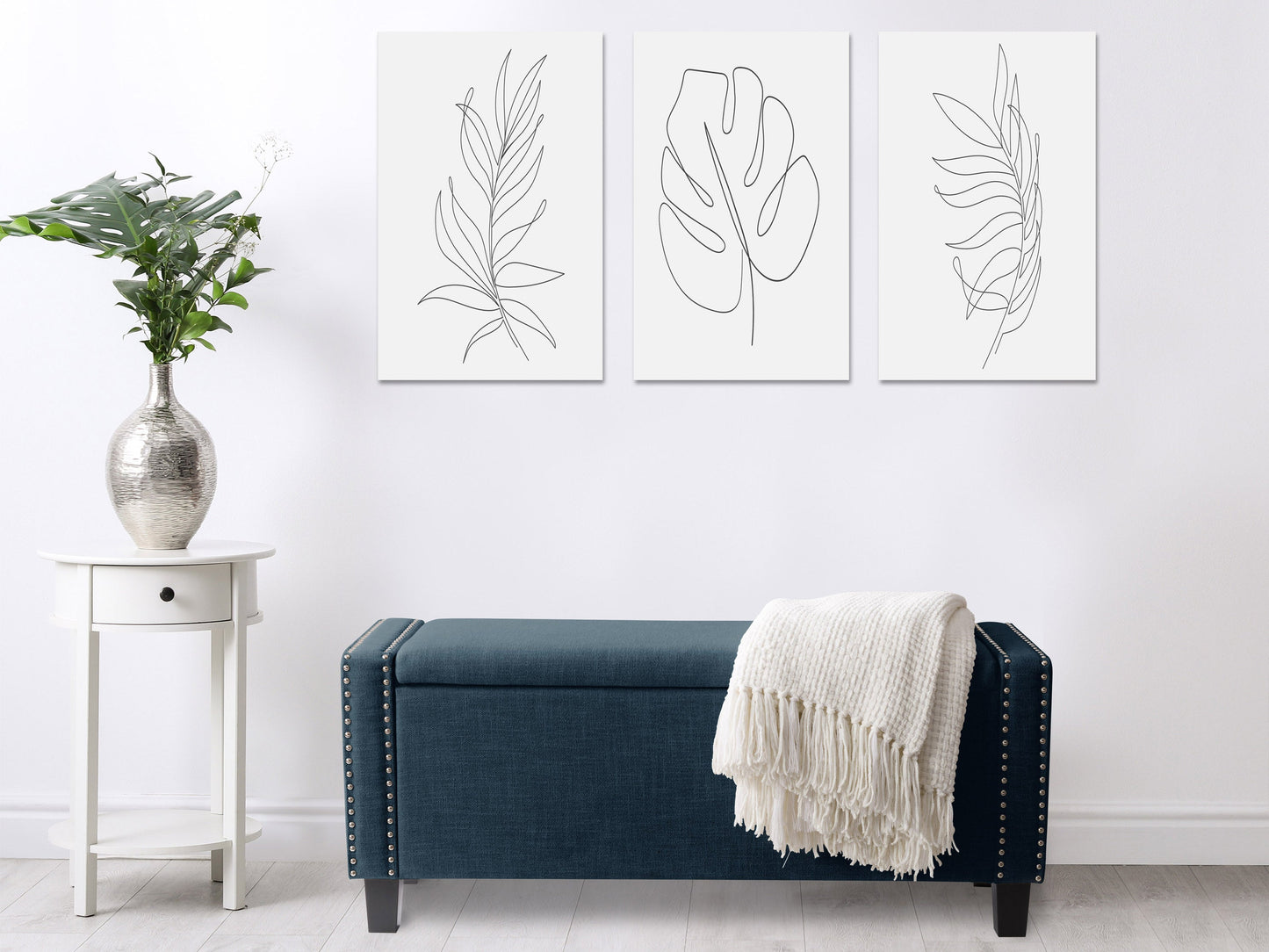 navy blue End of Bed Storage Bench Luna Collection lifestyle scene by CorLiving#color_luna-navy-blue