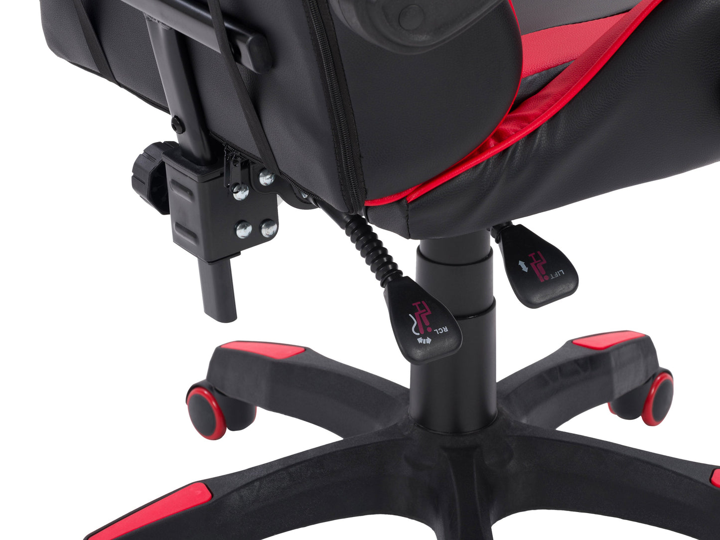 black and red Reclining Gaming Chair Ravagers Collection detail image by CorLiving#color_black-and-red