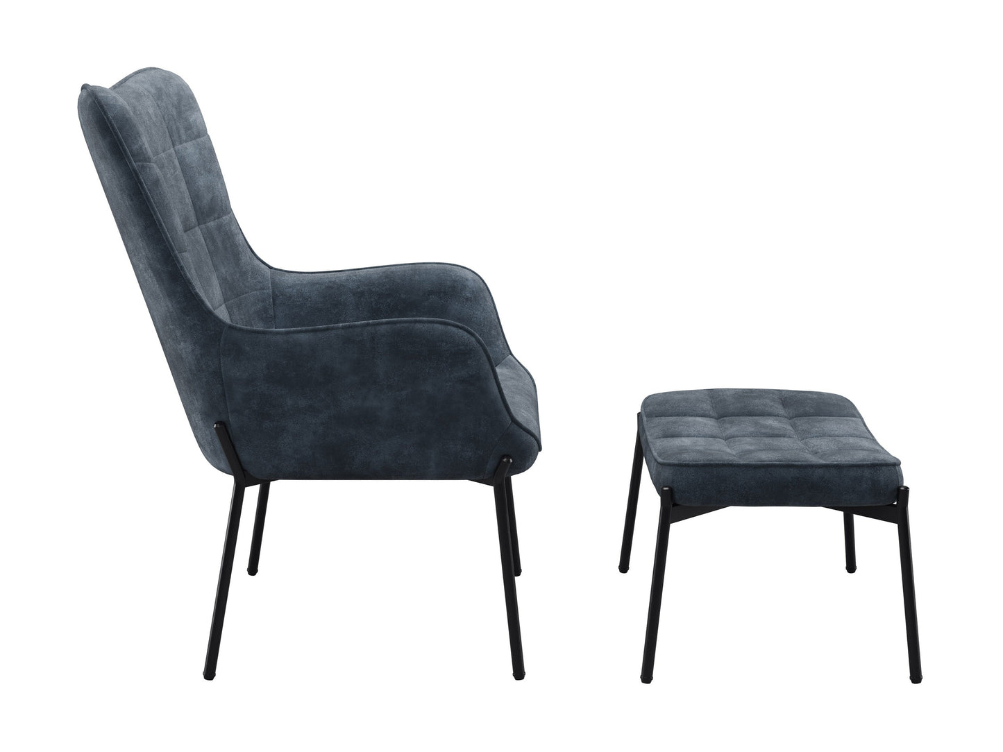 teal Velvet Accent Chair with Stool Charlotte Collection product image by CorLiving#color_charlotte-dark-teal