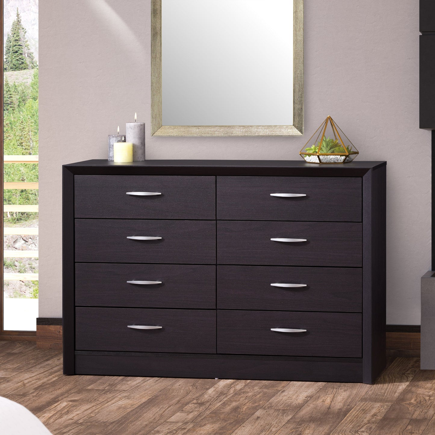 black oak 8 Drawer Dresser Newport Collection lifestyle scene by CorLiving#color_black-oak