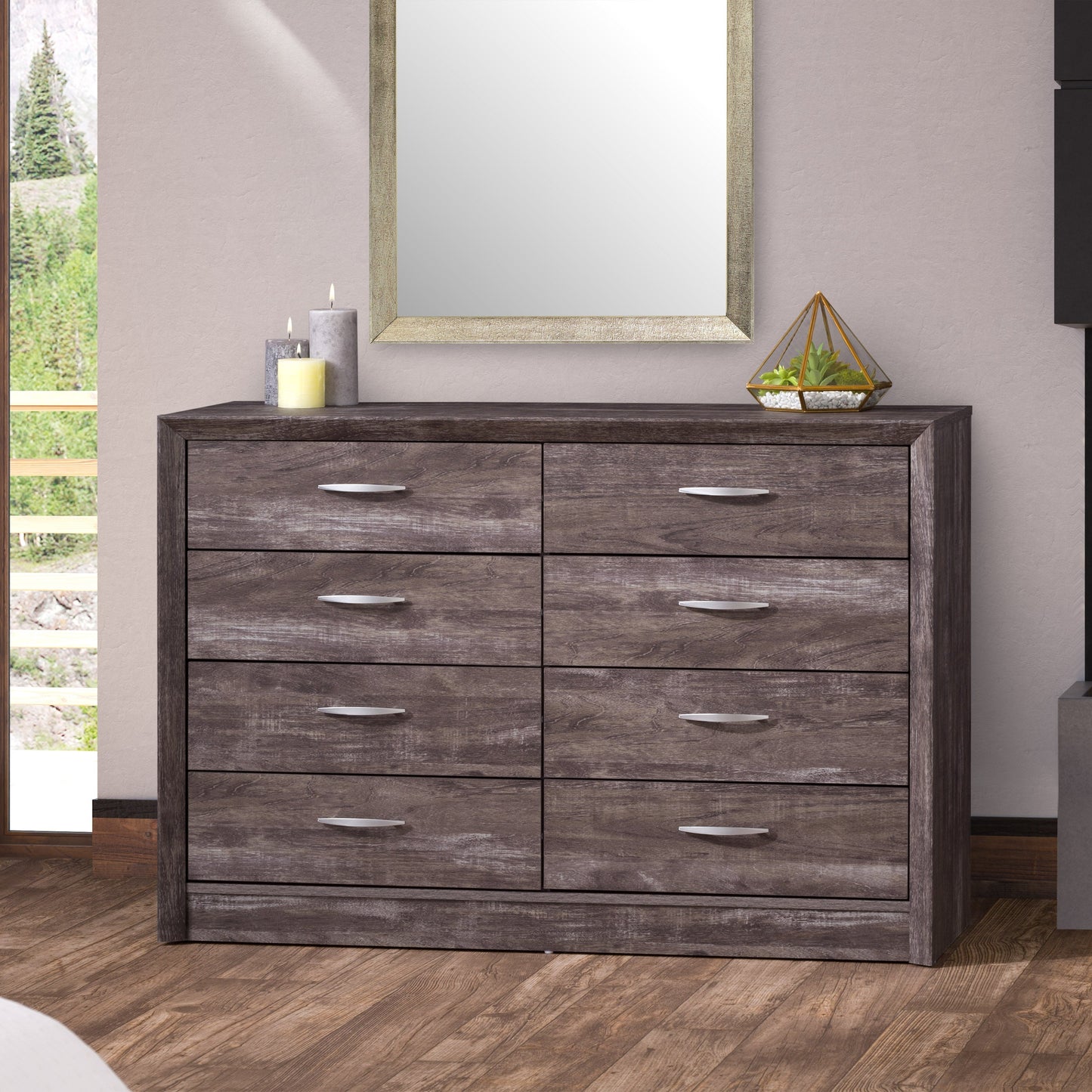 brown washed oak 8 Drawer Dresser Newport Collection lifestyle scene by CorLiving#color_brown-washed-oak