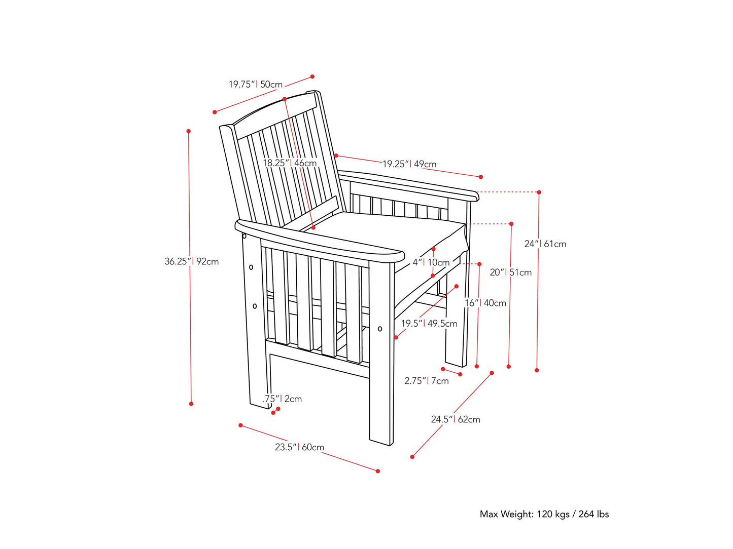 Miramar Washed White Wooden Patio Set, 4pc Miramar Collection measurements diagram by CorLiving#color_miramar-washed-white