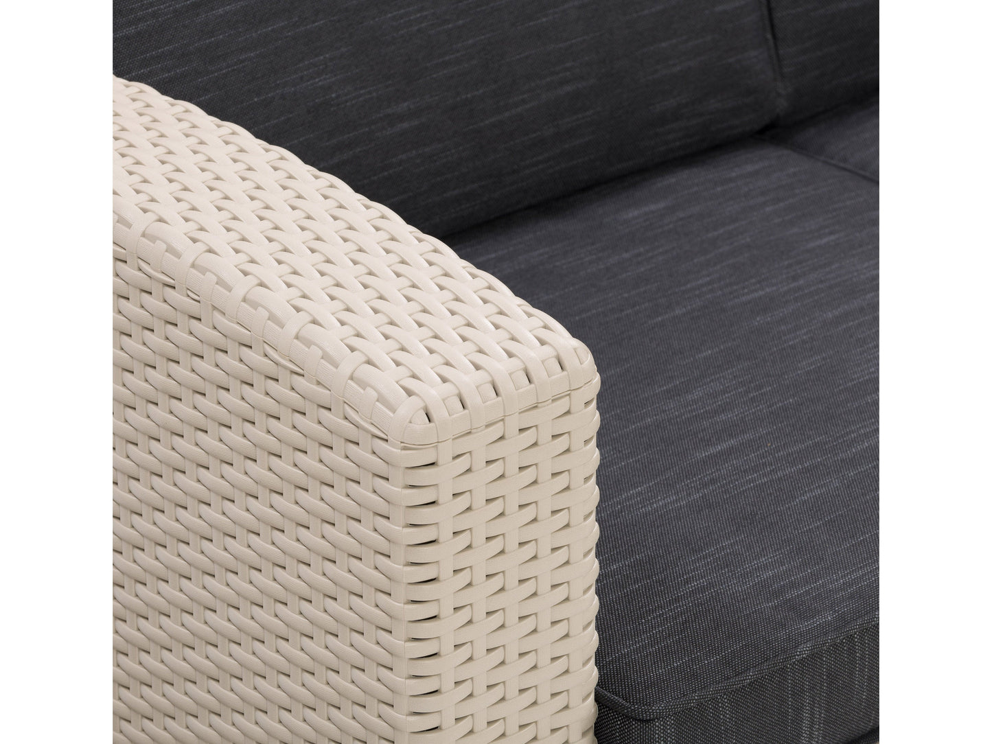 beige and black Outdoor Wicker Sectional Set, 6pc Lake Front Collection detail image by CorLiving#color_beige-and-black
