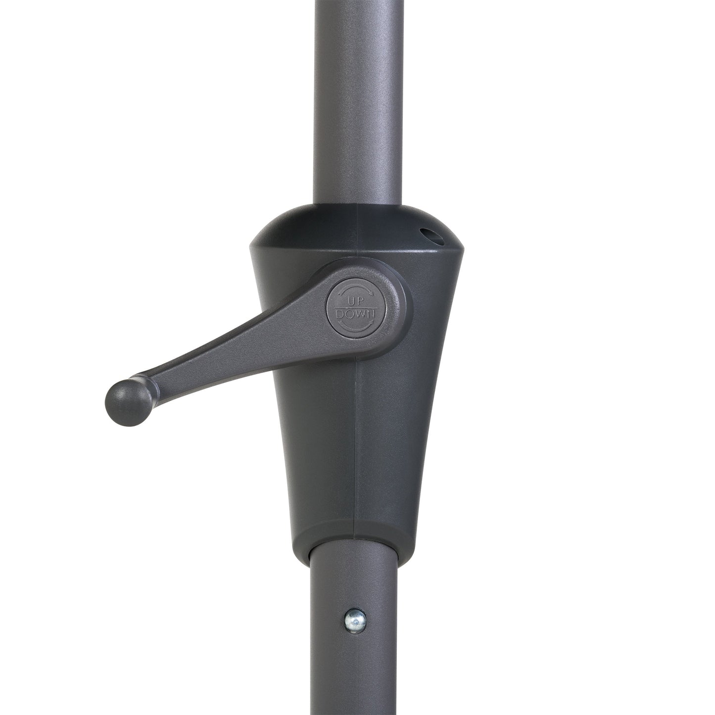 black 10ft patio umbrella, round tilting with base 200 Series detail image CorLiving#color_black