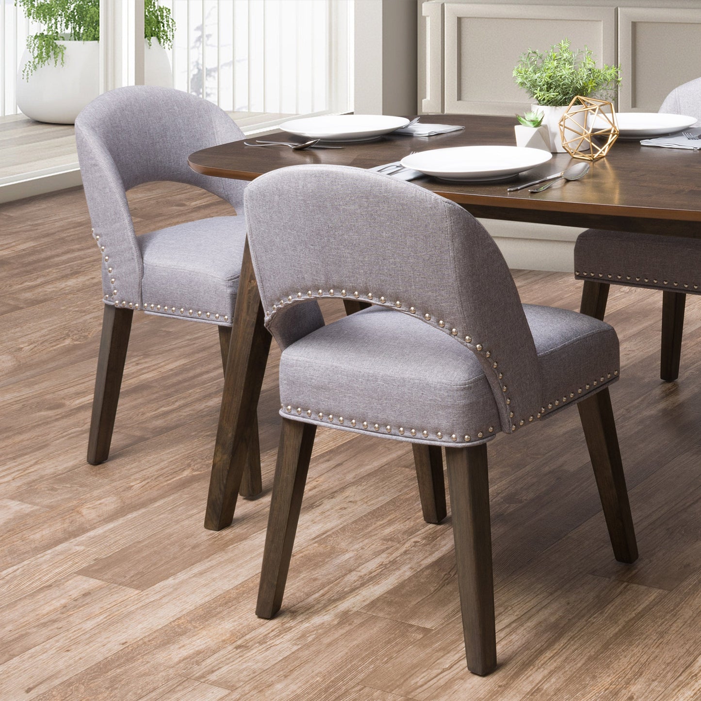 pewter grey Mid Century Dining Chairs, Set of 2 Tiffany Collection lifestyle scene by CorLiving#color_pewter-grey