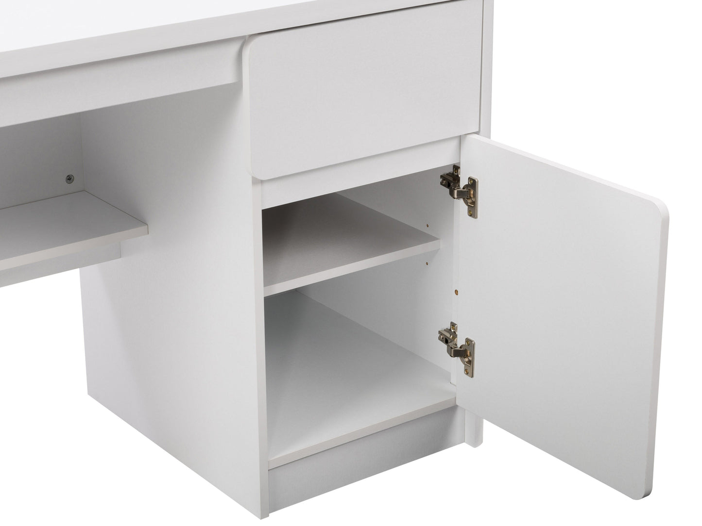 white Desk with Cabinet Kingston Collection detail image by CorLiving#color_white
