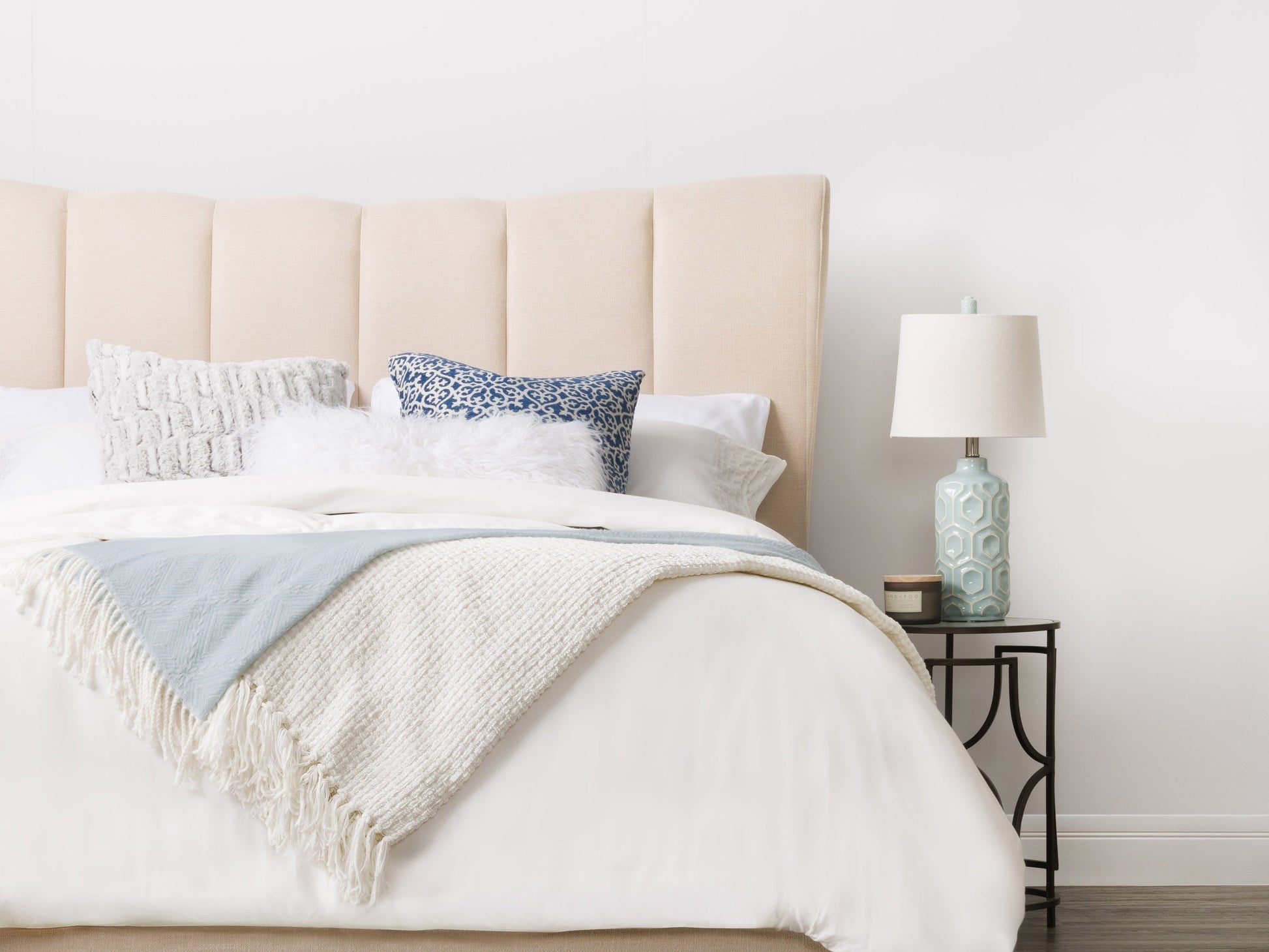 cream Channel Tufted King Bed Rosewell Collection lifestyle scene by CorLiving#color_cream