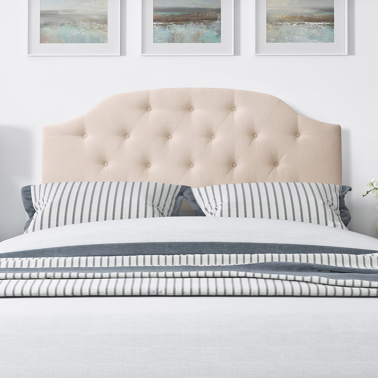 cream Diamond Tufted Headboard, Full / Double Calera Collection lifestyle scene by CorLiving#color_cream