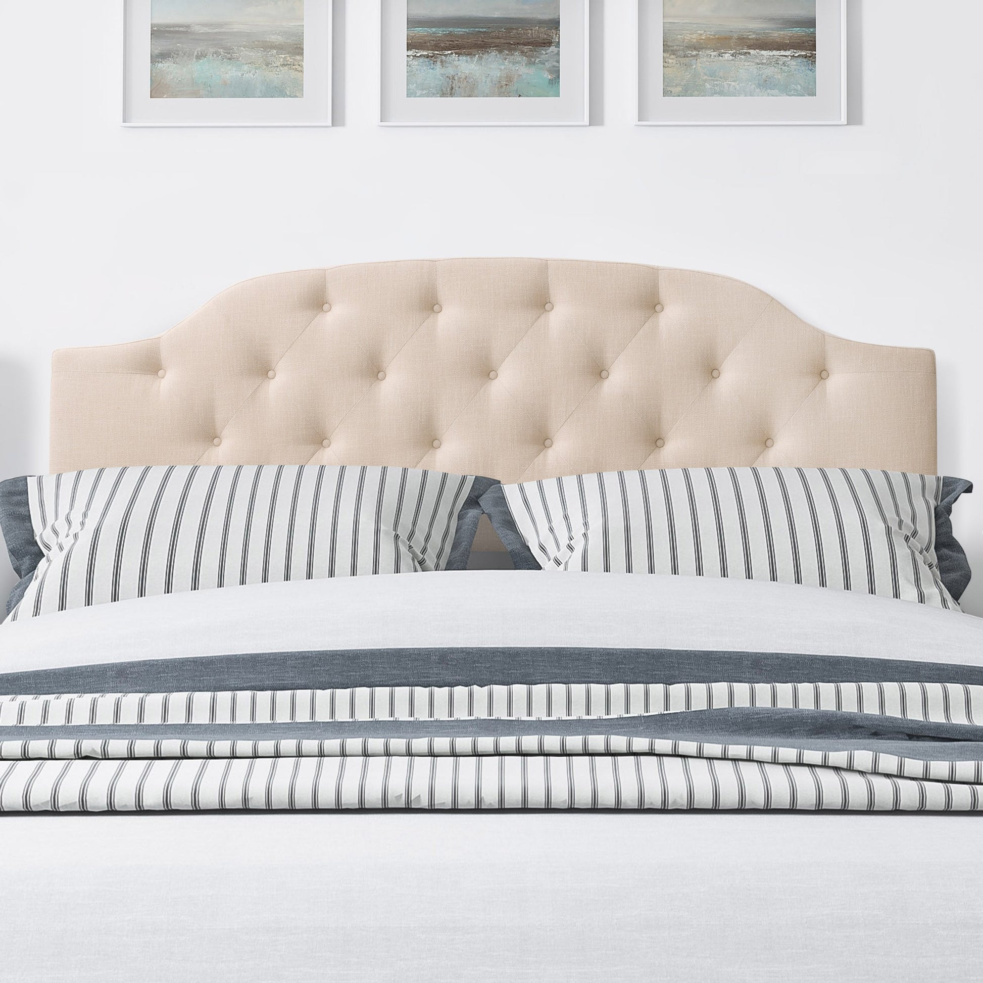 cream Diamond Tufted Headboard, King Calera Collection lifestyle scene by CorLiving#color_cream