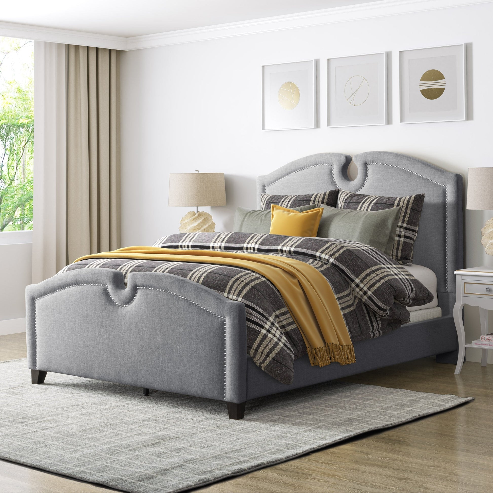 grey Twin / Single Bed Maeve Collection lifestyle scene by CorLiving#color_grey