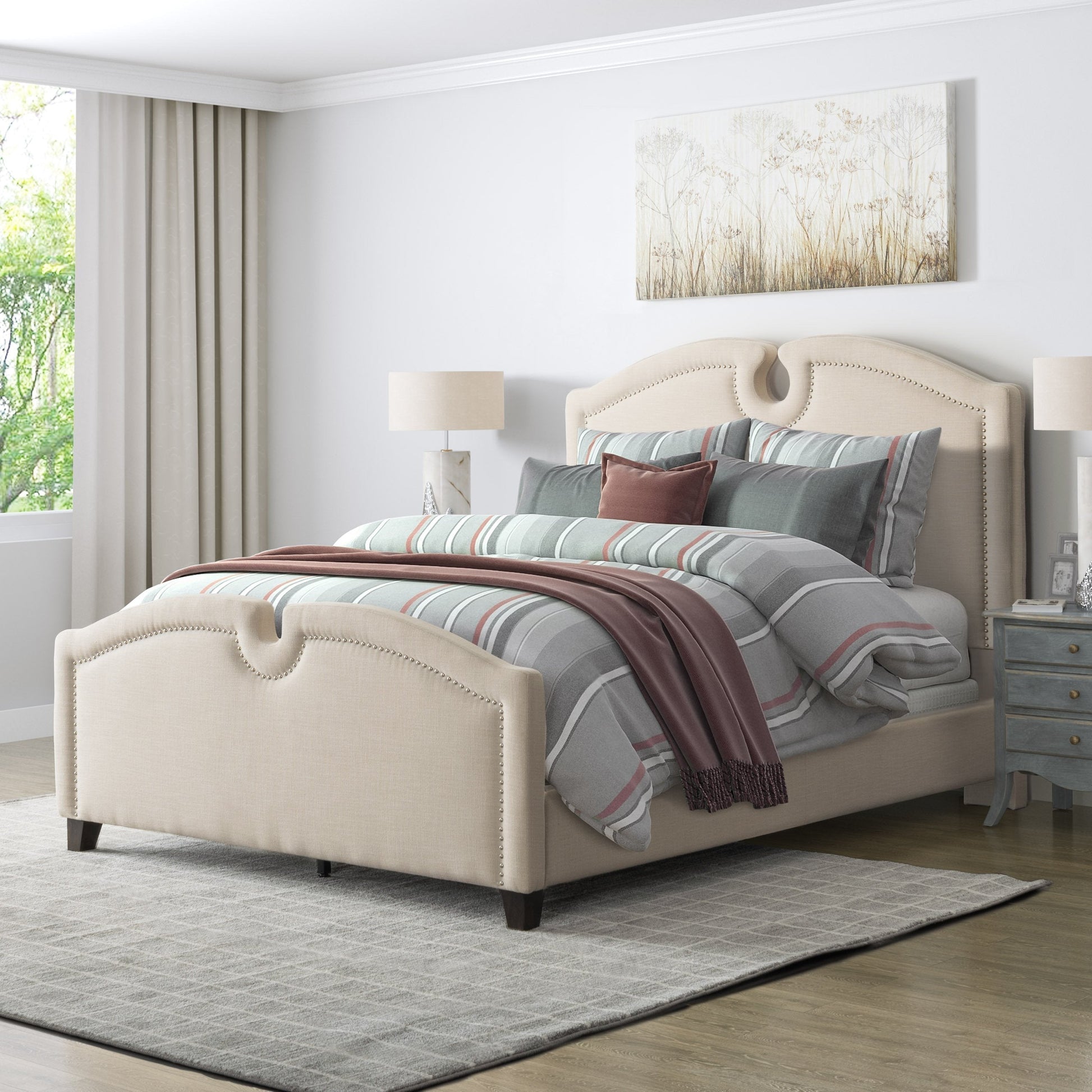 cream Twin / Single Bed Maeve Collection lifestyle scene by CorLiving#color_cream