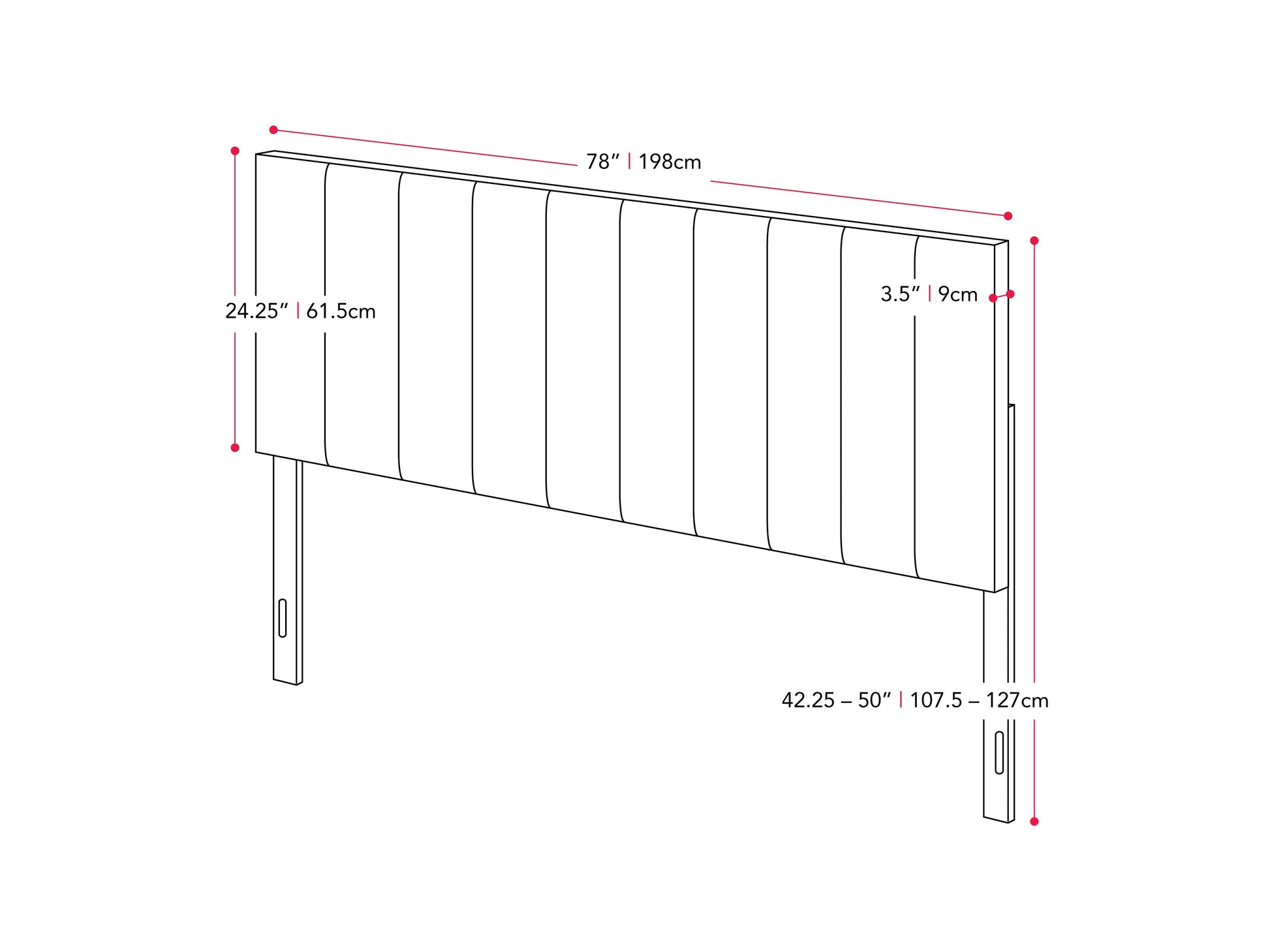 cream Panel Headboard, King Helena Collection measurements diagram by CorLiving#color_cream