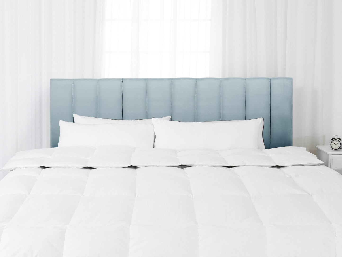 light blue Panel Headboard, King Helena Collection lifestyle scene by CorLiving#color_light-blue