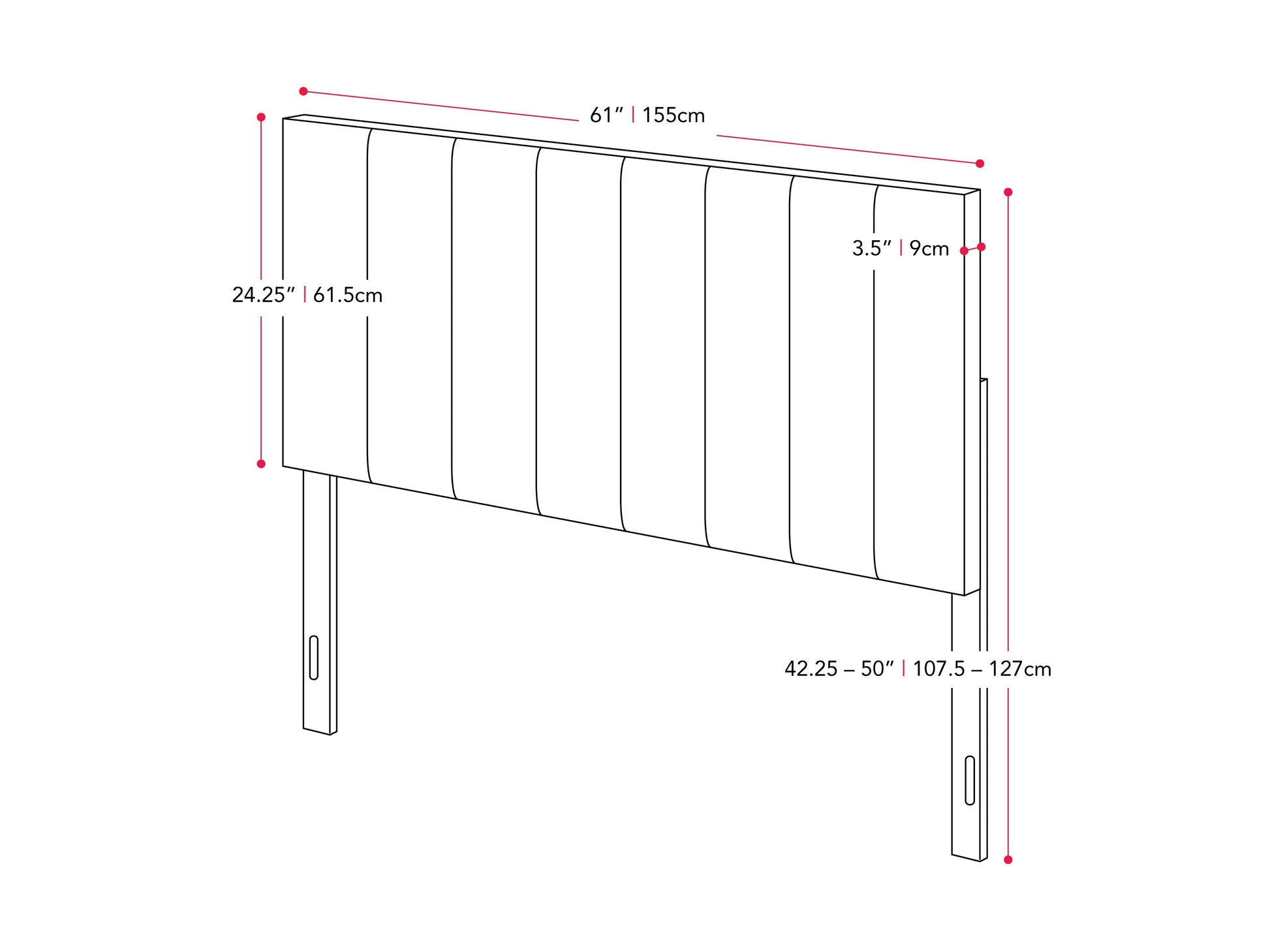 light blue Panel Headboard, Queen Helena Collection measurements diagram by CorLiving#color_light-blue