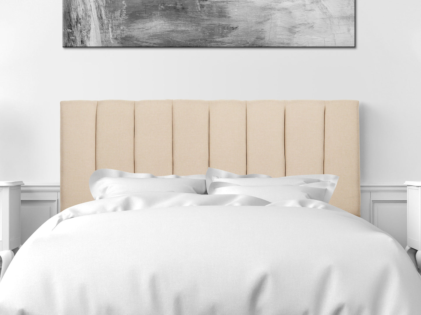 cream Panel Headboard, Queen Helena Collection lifestyle scene by CorLiving#color_cream