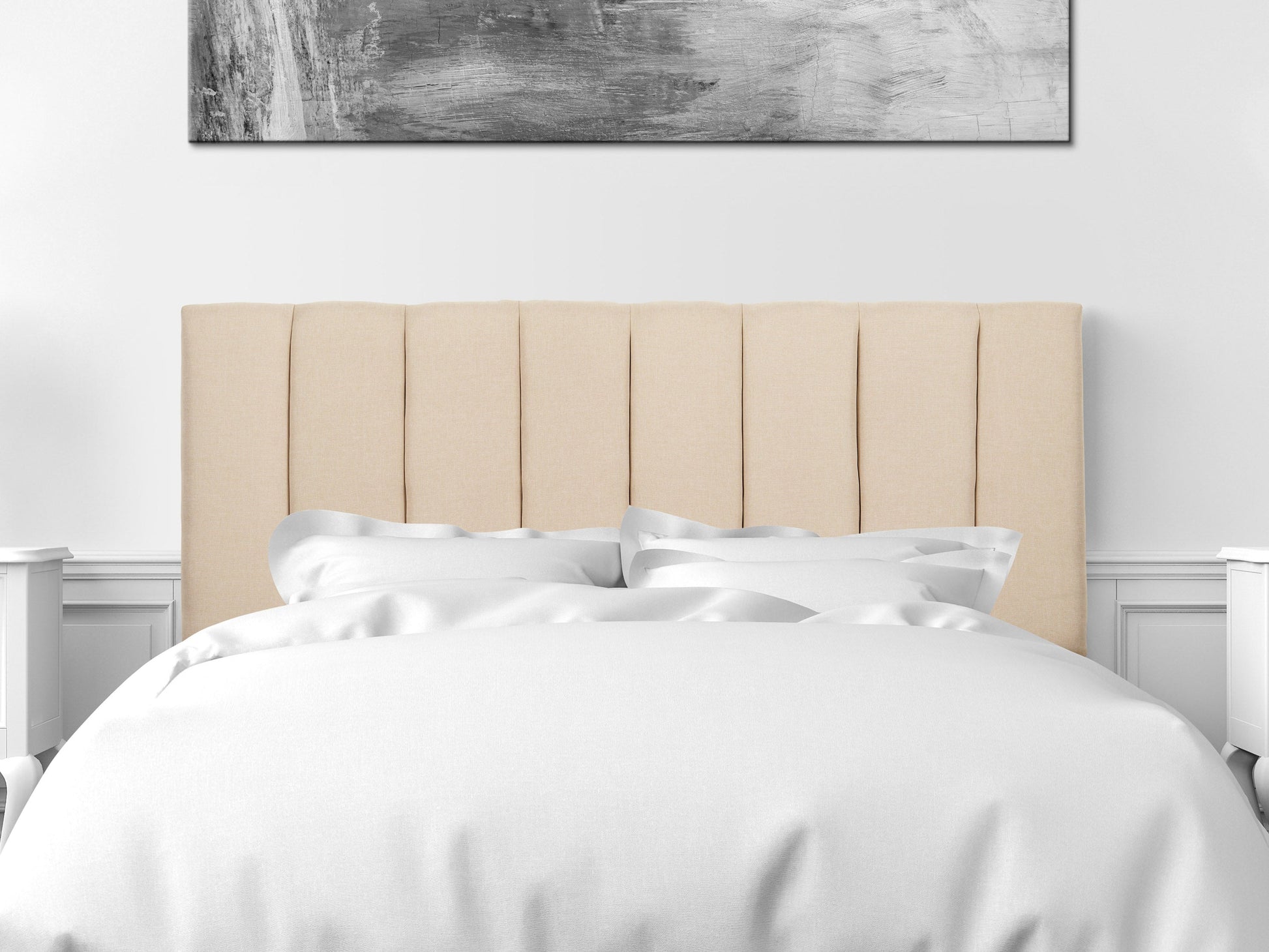cream Panel Headboard, Queen Helena Collection lifestyle scene by CorLiving#color_cream