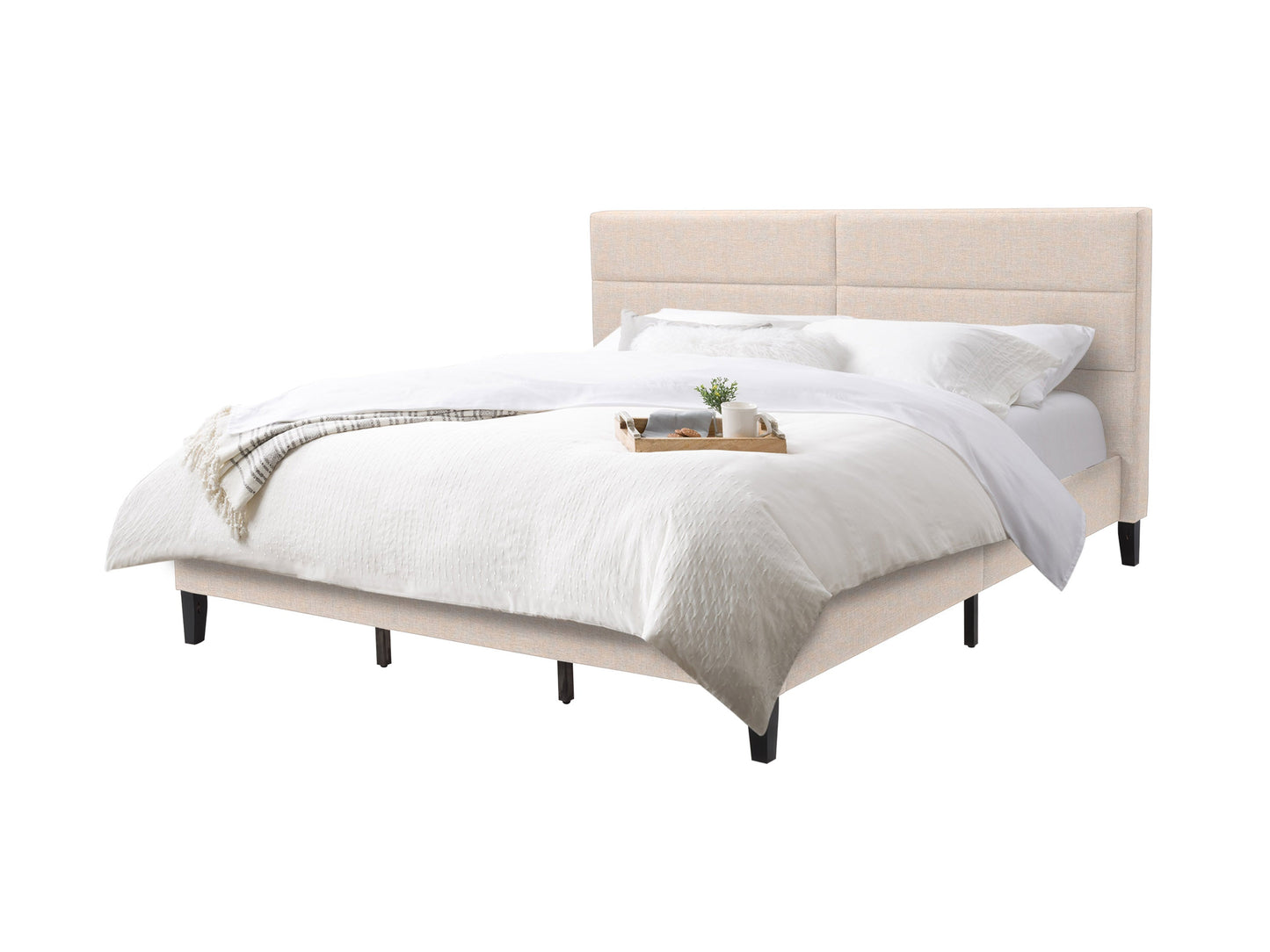 cream Upholstered King Bed Bellevue Collection product image by CorLiving#color_bellevue-cream
