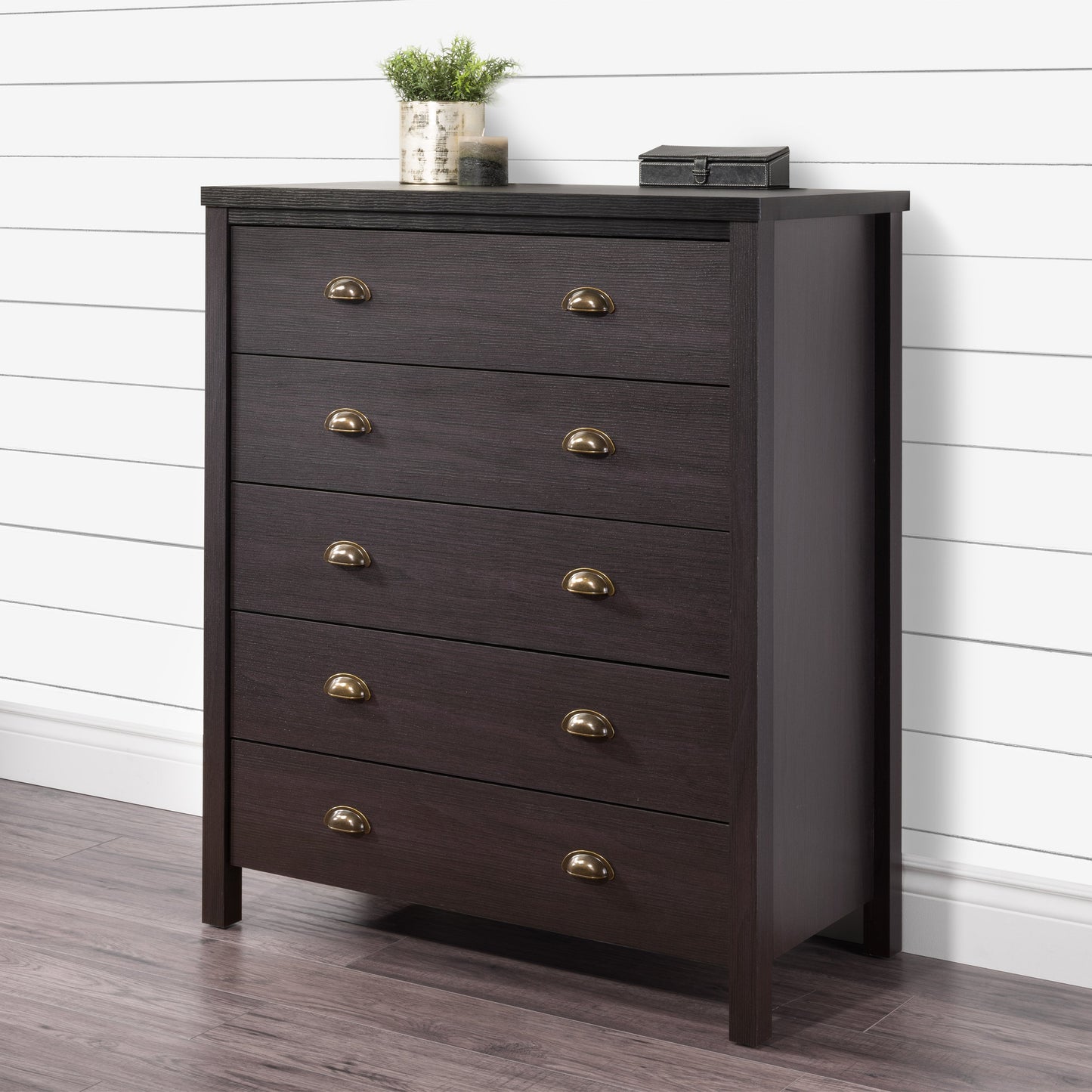 black 5 Drawer Dresser Boston Collection lifestyle scene by CorLiving#color_black