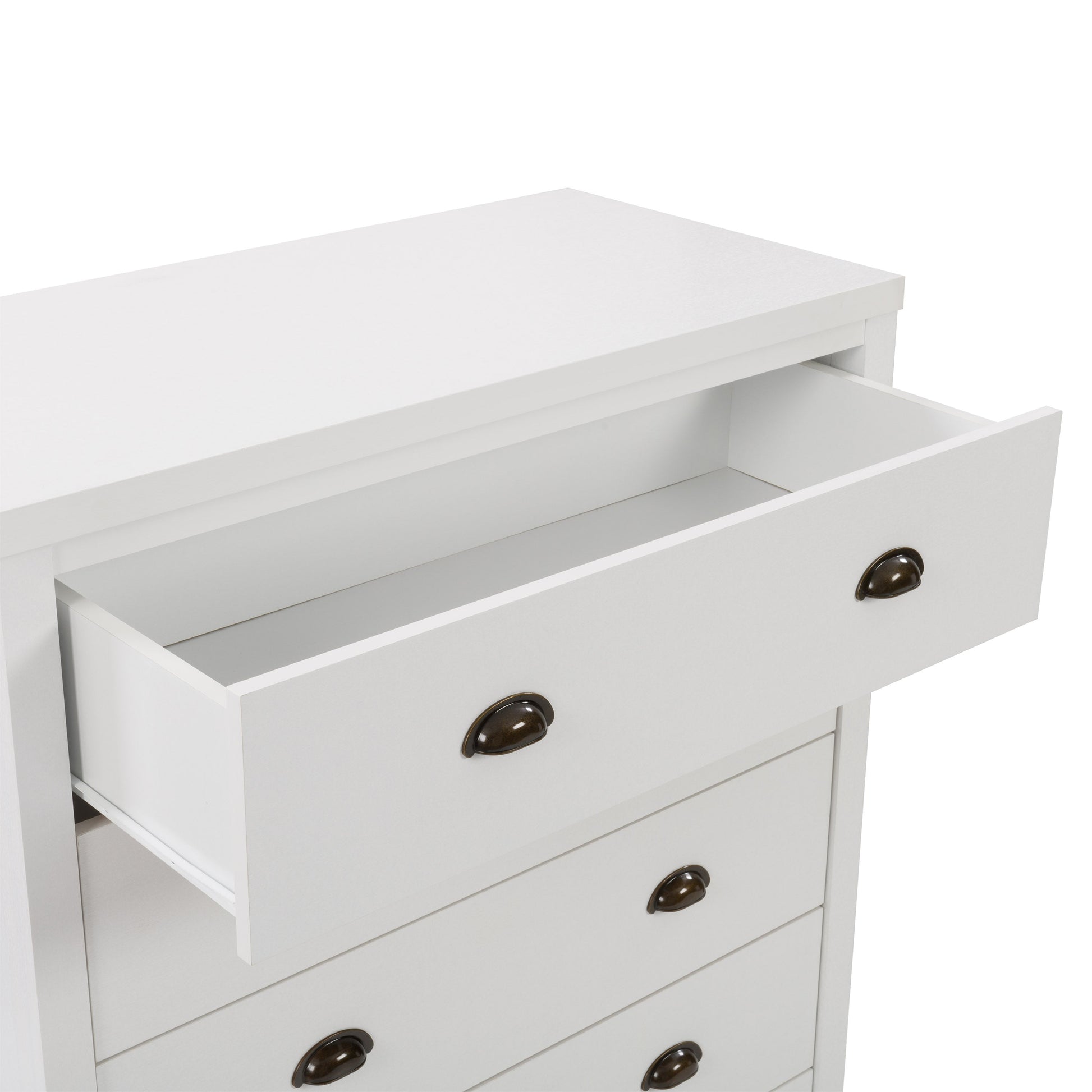 white 5 Drawer Dresser Boston Collection detail image by CorLiving#color_white