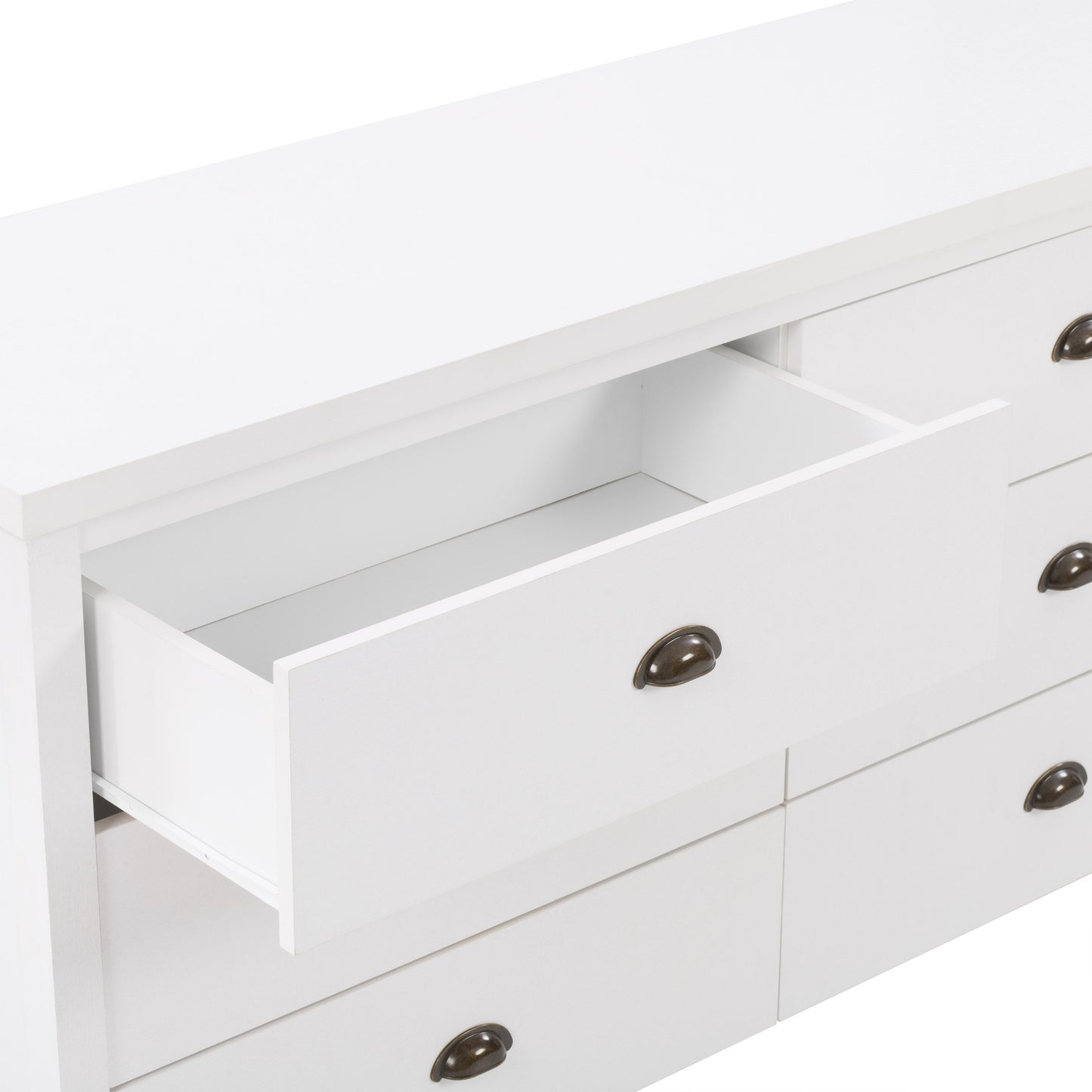 white 6 Drawer Dresser Boston Collection detail image by CorLiving#color_white
