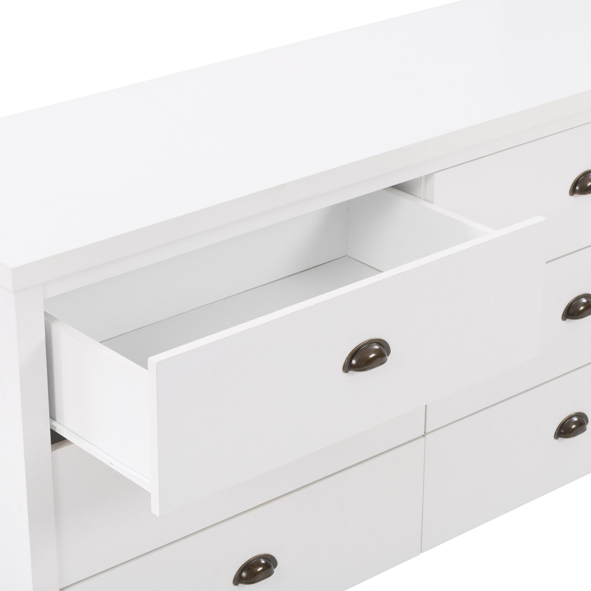 white 6 Drawer Dresser Boston Collection detail image by CorLiving#color_white