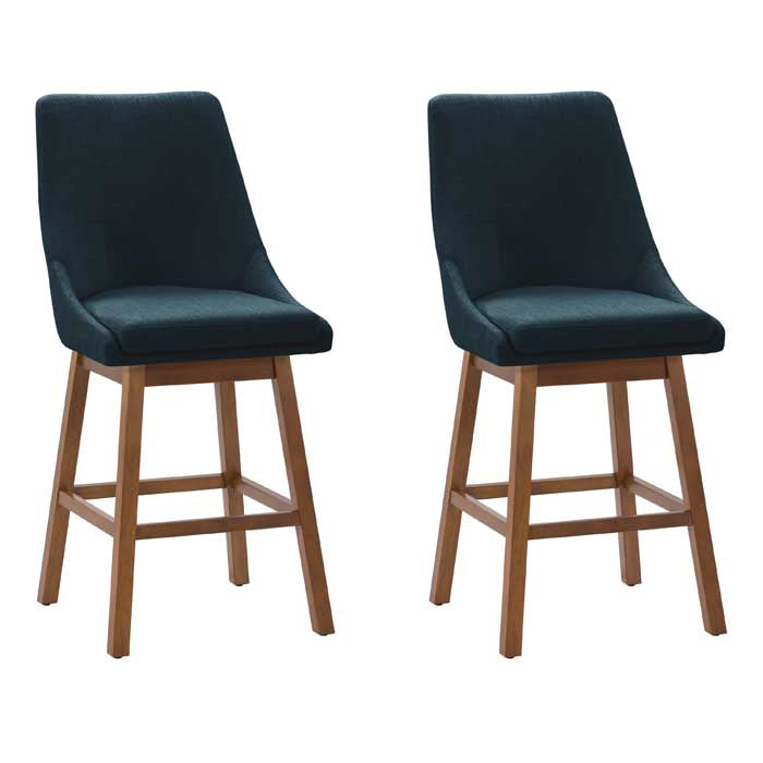 navy blue and brown High Back Bar Stools Set of 2 Luca Collection product image by CorLiving#color_dpt-blue