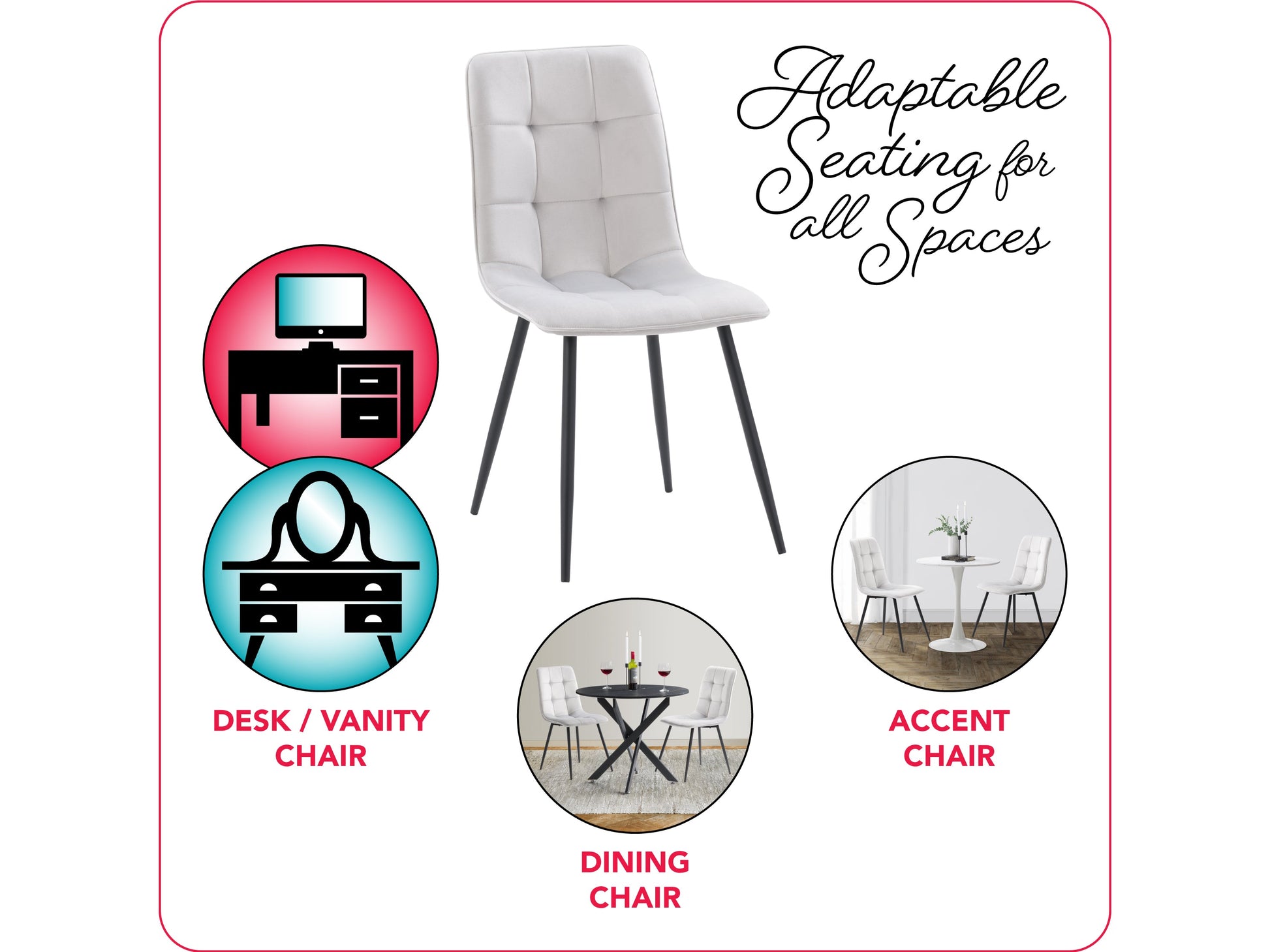light grey Velvet Upholstered Dining Chairs, Set of 2 Nash Collection infographic by CorLiving#color_light-grey
