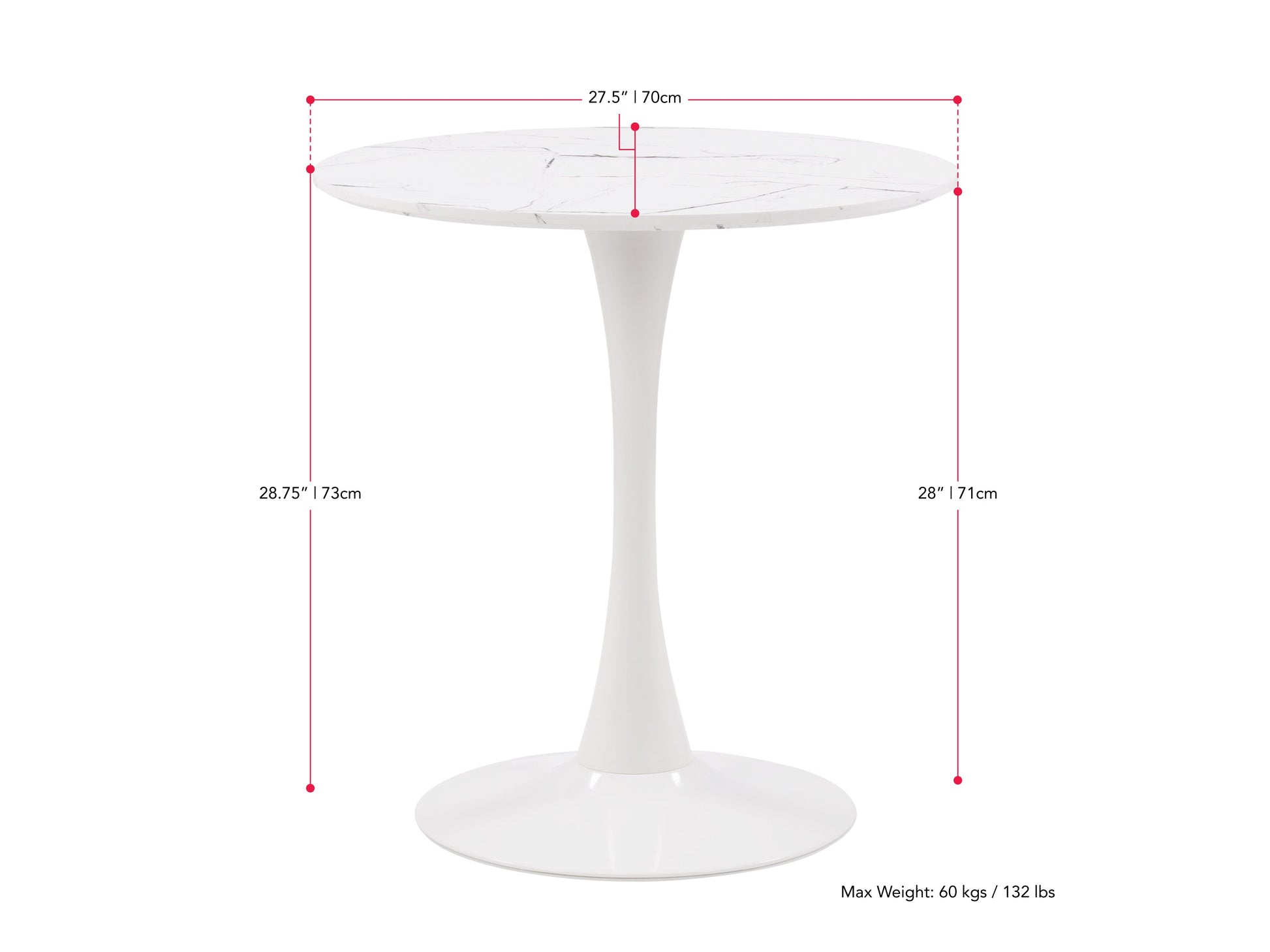 grey 3 Piece Bistro Dining Set Ivo Collection measurements diagram by CorLiving#color_ivo-light-grey