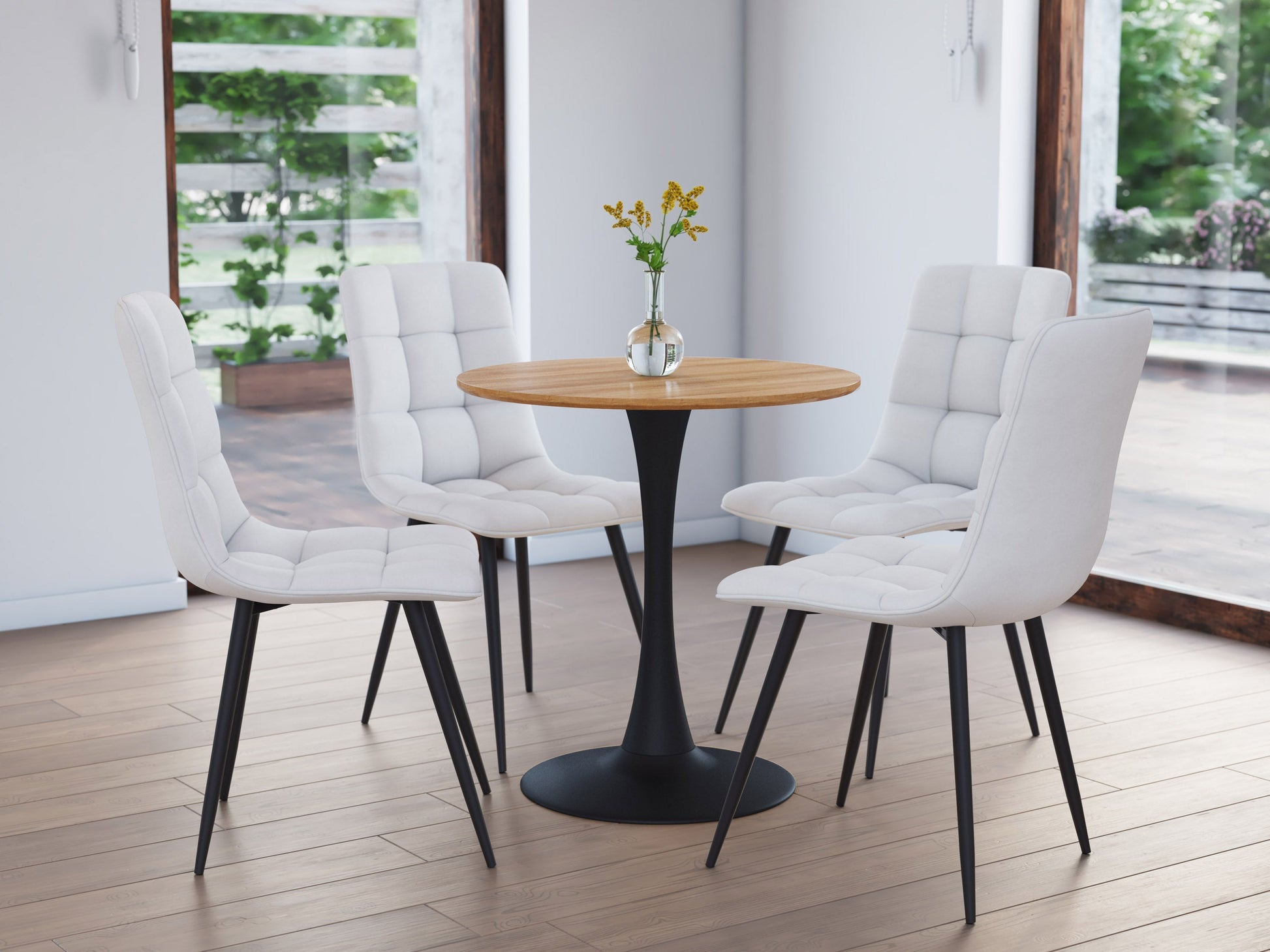 brown Round Bistro Table 28" Ivo Collection lifestyle scene by CorLiving#color_ivo-brown