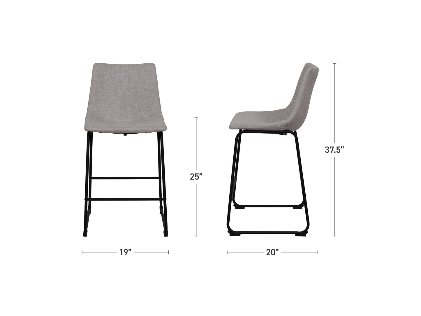 light grey Upholstered Bar Stools Asahi Collection measurements diagram by CorLiving#color_asahi-light-grey