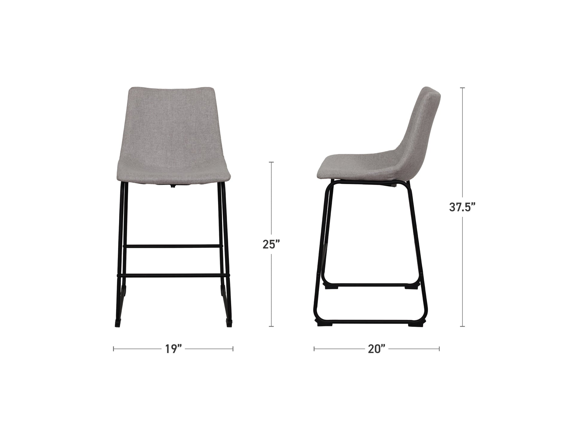 light grey Upholstered Bar Stools Asahi Collection measurements diagram by CorLiving#color_asahi-light-grey