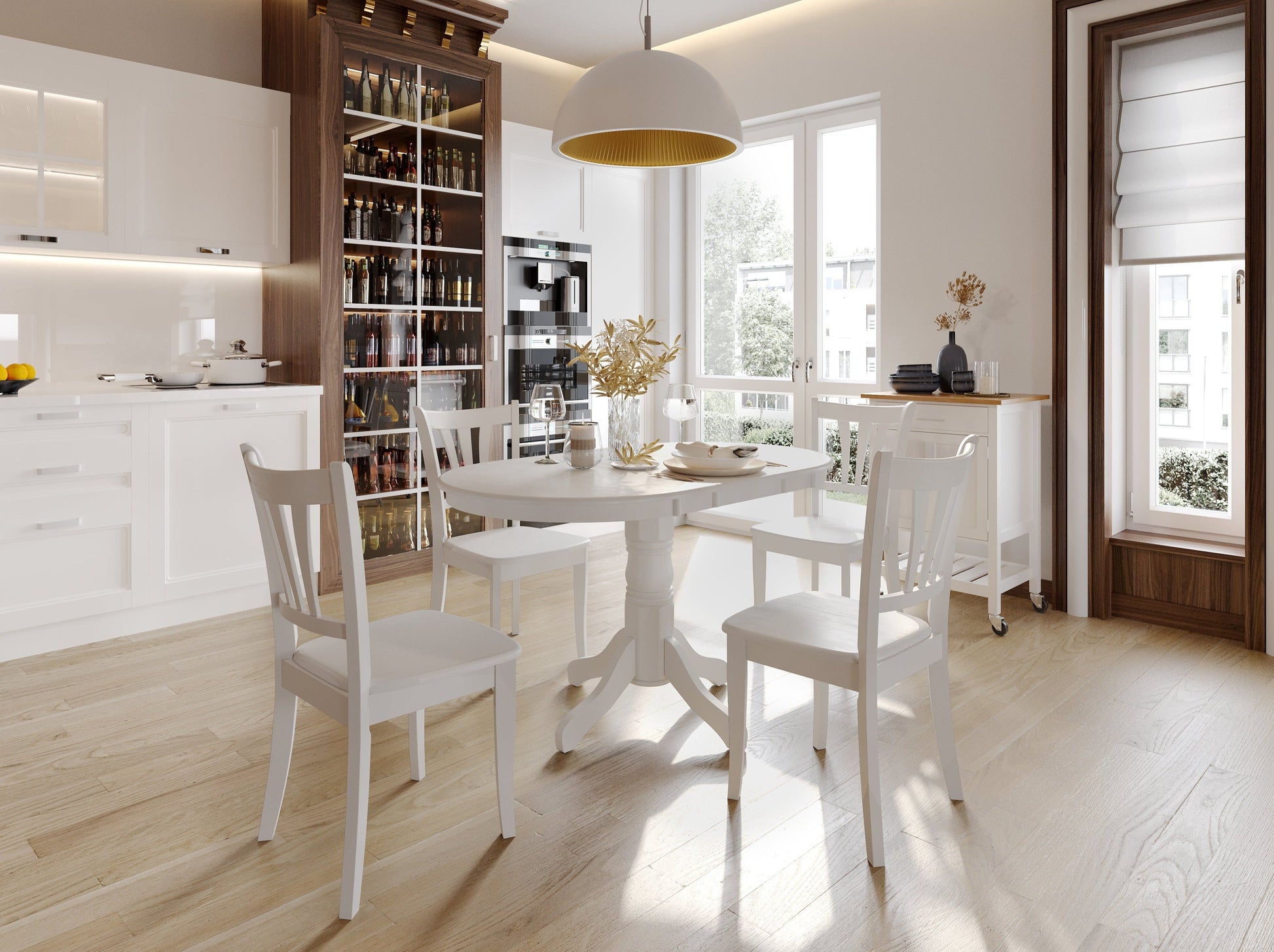 white High Back Dining Room Chairs, Set of 2 Dillon Collection lifestyle scene by CorLiving#color_dillon-white