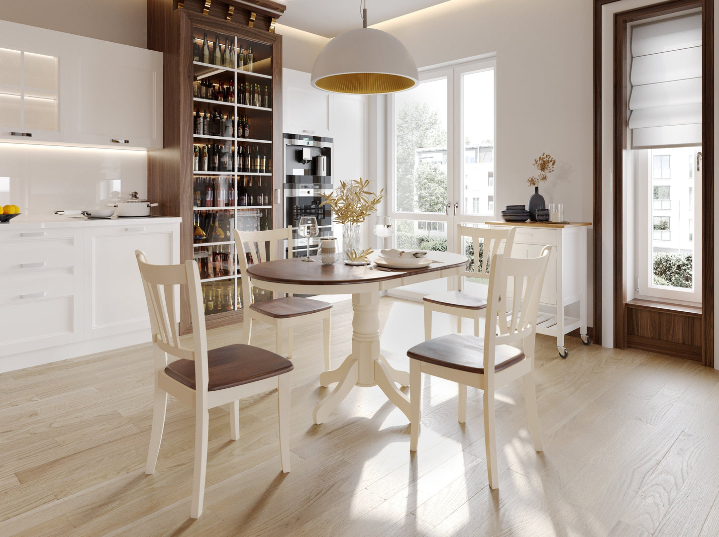 dark brown and cream High Back Dining Room Chairs, Set of 2 Dillon Collection lifestyle scene by CorLiving#color_dillon-dark-brown-and-cream