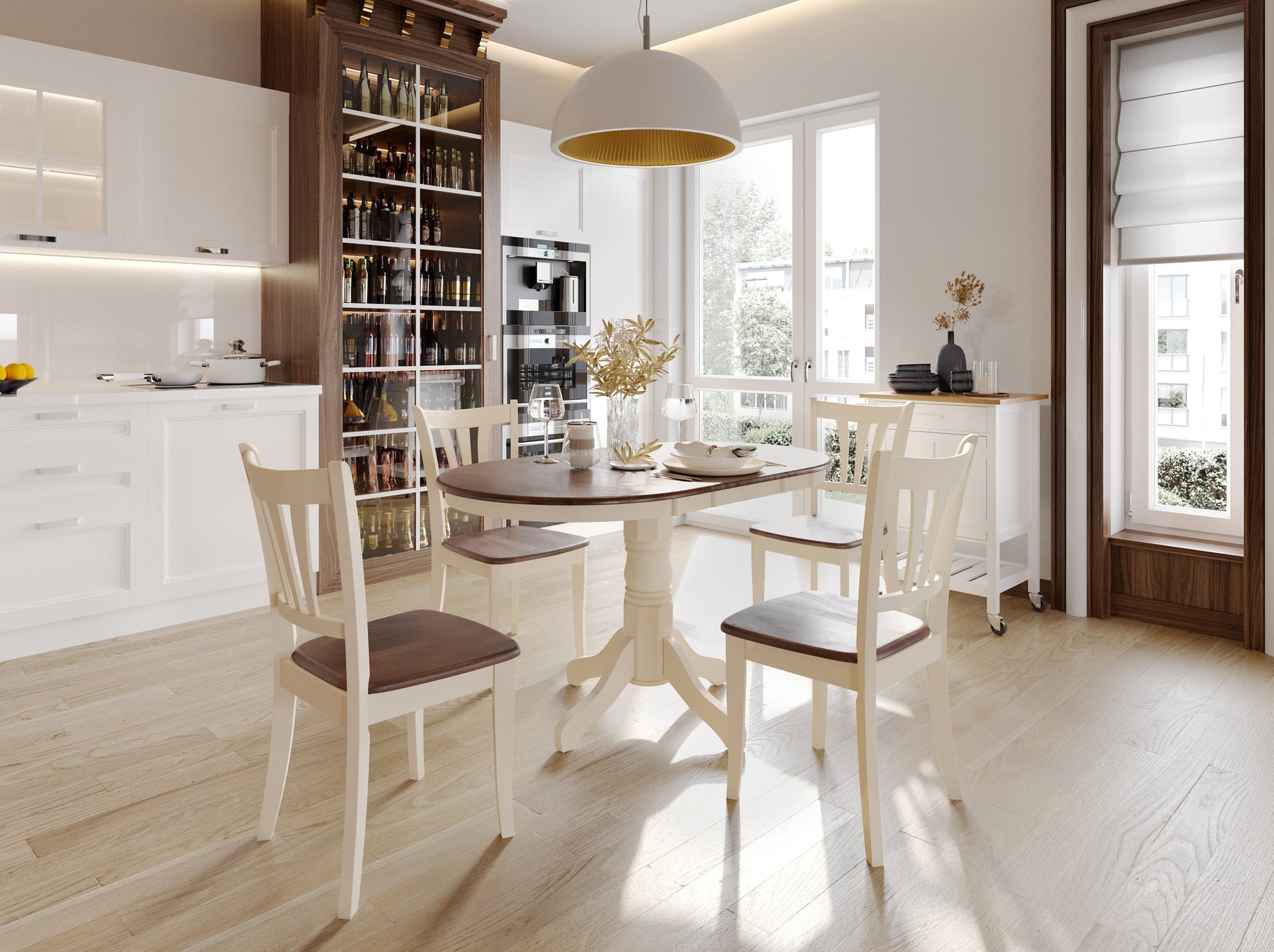 dark brown and cream High Back Dining Room Chairs, Set of 2 Dillon Collection lifestyle scene by CorLiving#color_dillon-dark-brown-and-cream