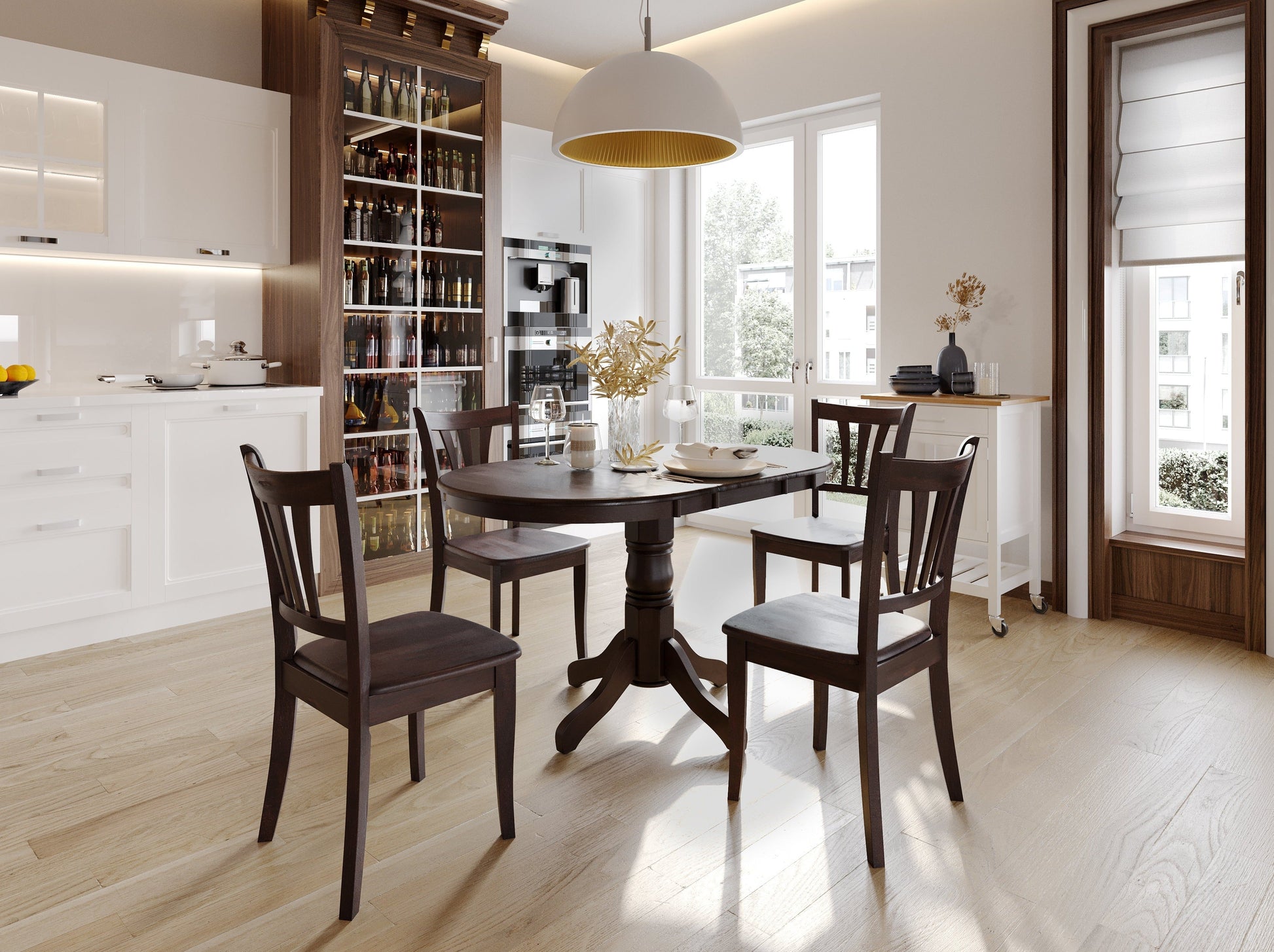 cappuccino High Back Dining Room Chairs, Set of 2 Dillon Collection lifestyle scene by CorLiving#color_dillon-cappuccino