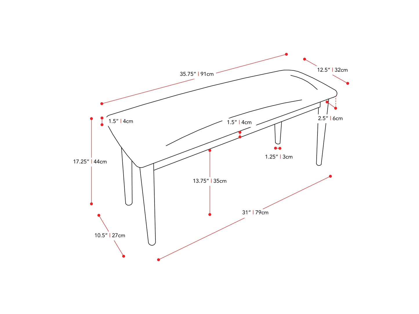 walnut 3pc Dining Set Branson Collection measurements diagram by CorLiving#color_branson-walnut-and-tweed