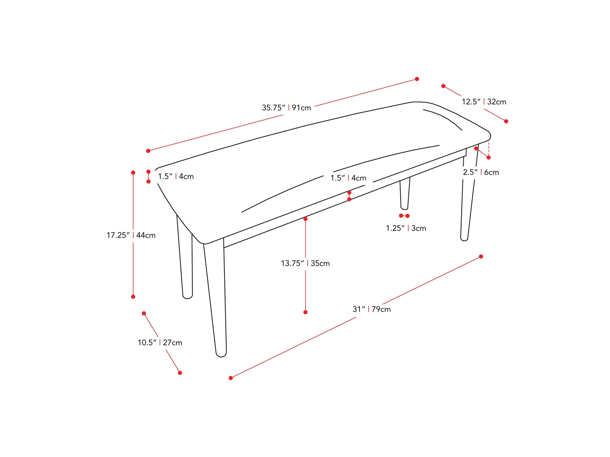 walnut 3pc Dining Set Branson Collection measurements diagram by CorLiving#color_branson-walnut-and-tweed