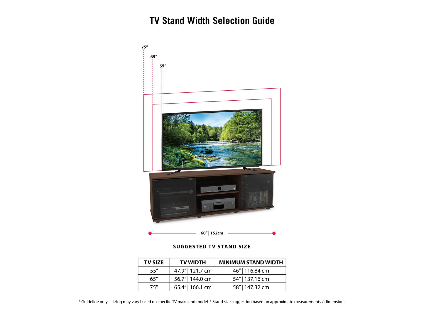 maple Wood TV Stand for TVs up to 75" Fiji Collection infographic by CorLiving#color_maple
